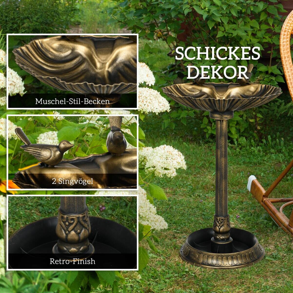 Outsunny Vogeltränke bronze Kunststoff B/H/L: ca. 38x81x49,5 cm