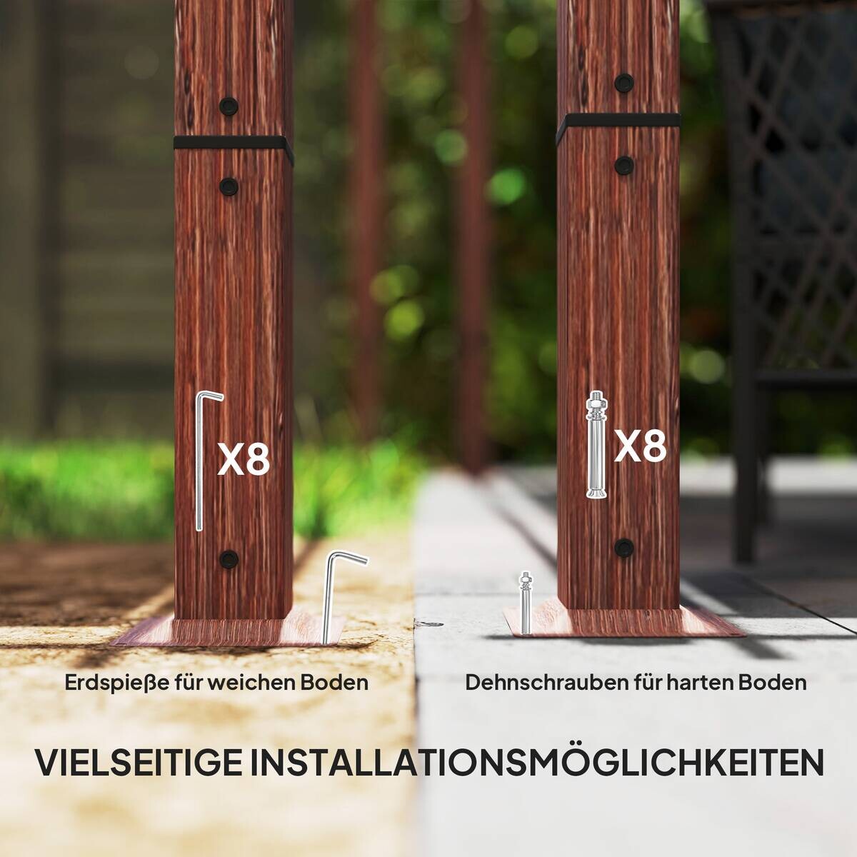 Outsunny Pergola natur Aluminium B/H/L: ca. 296x232x299 cm