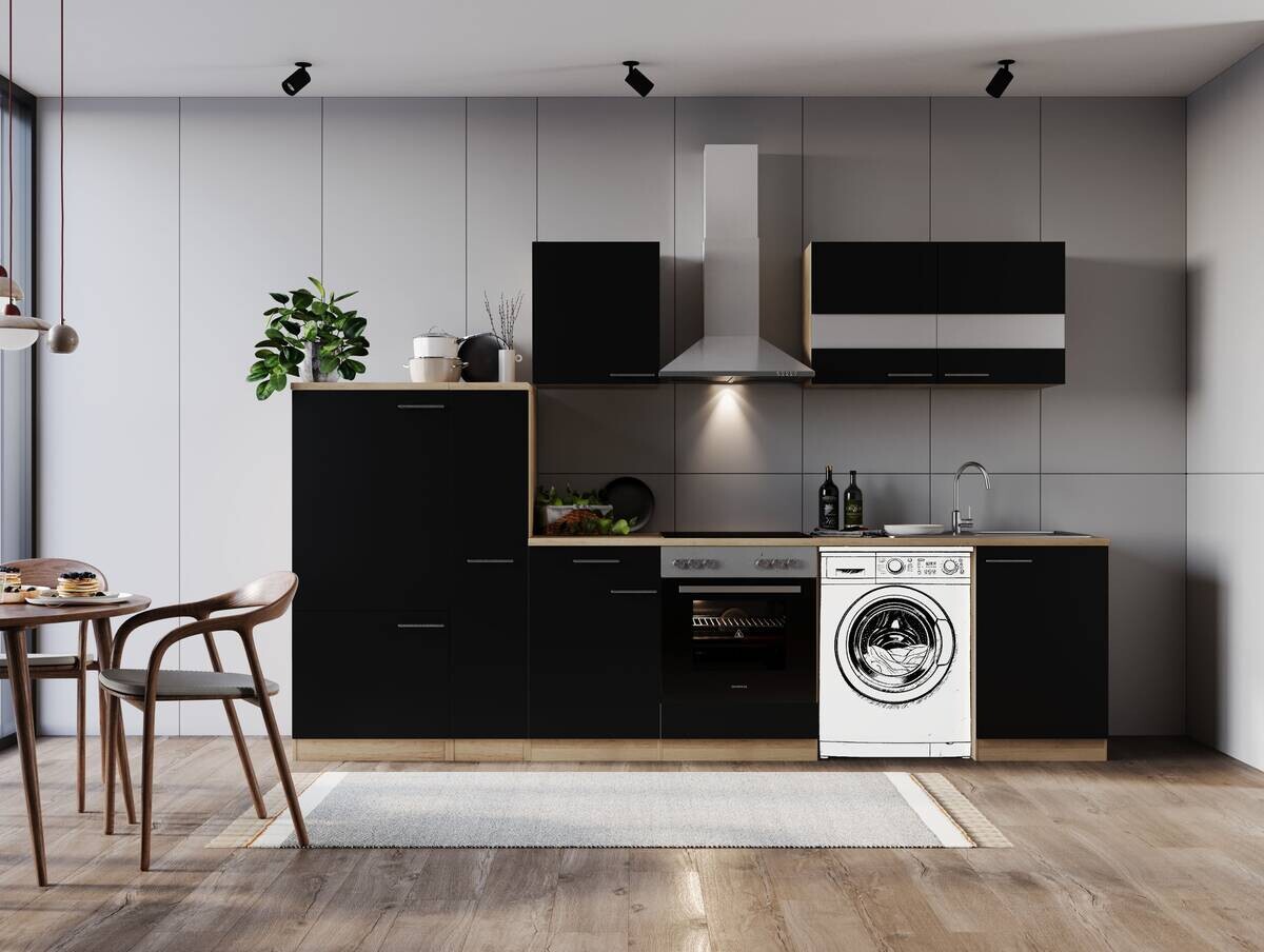 Respekta Küchenblock Merle schwarz B/H/T: ca. 310x200x60 cm