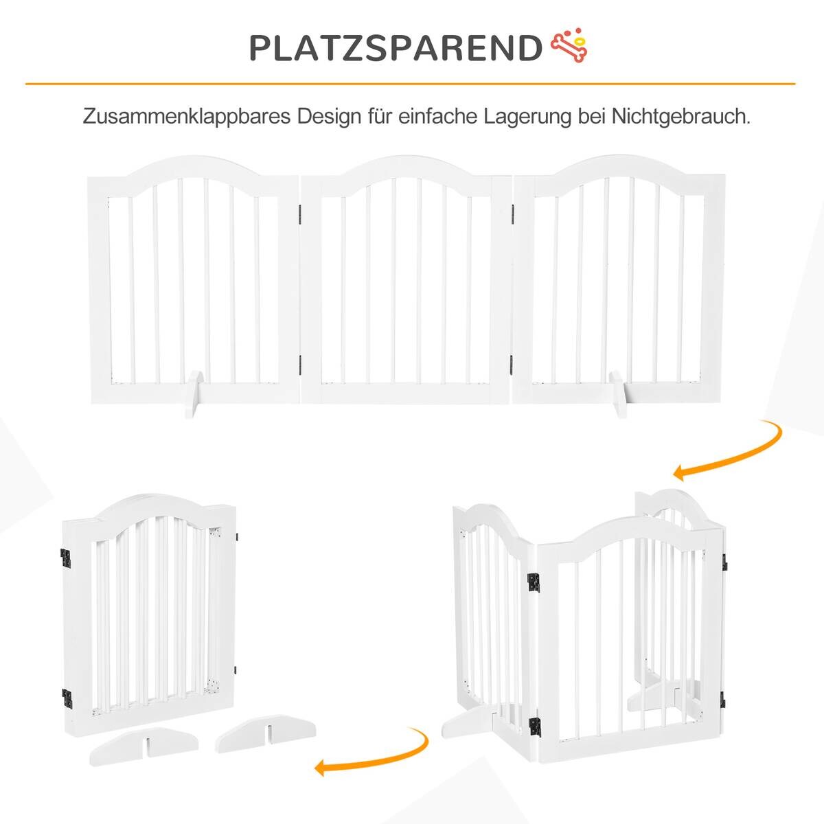 PawHut Hunde-Schutzgitter weiß Polypropylen B/H/L: ca. 29,5x154,5x61 cm