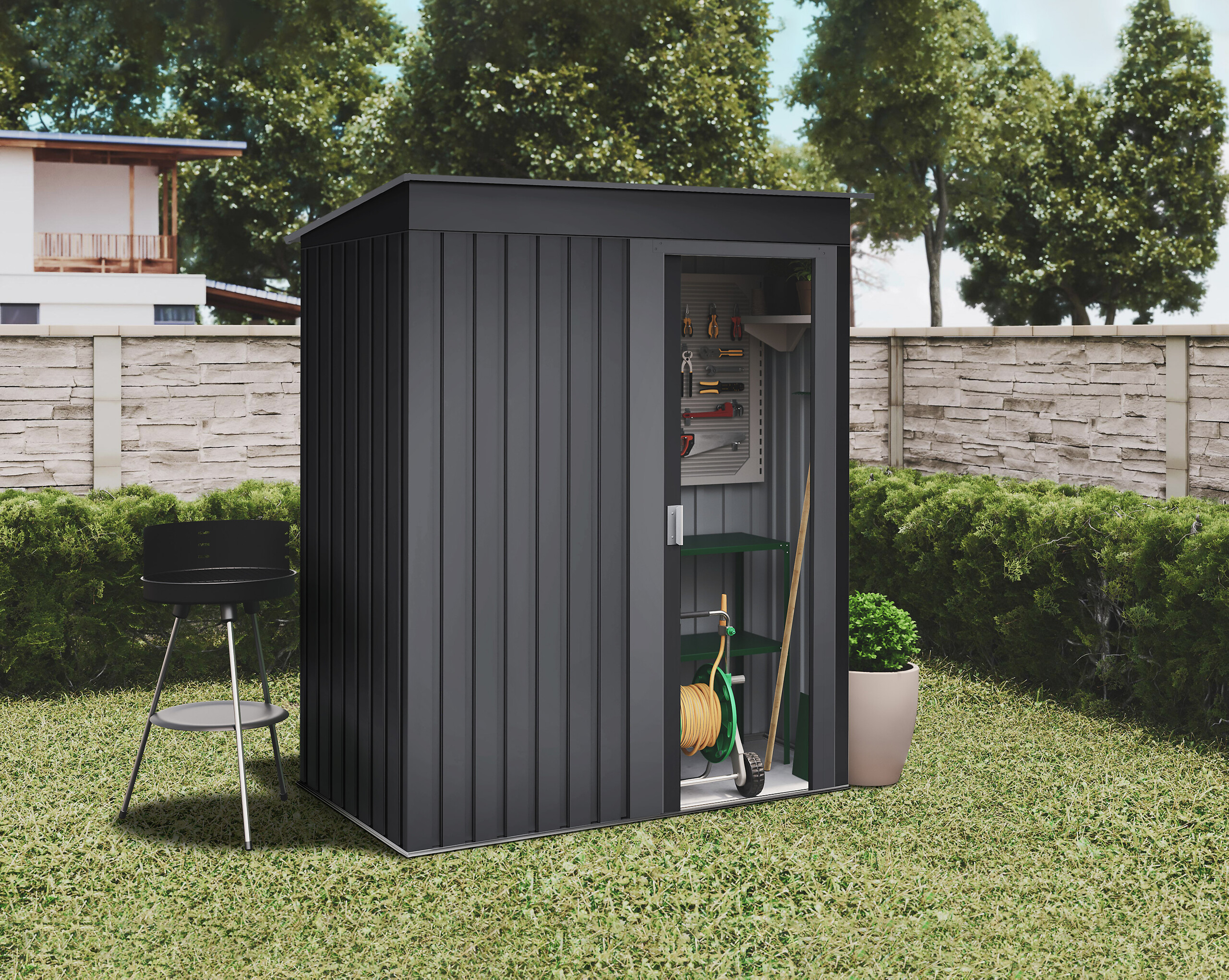 HOGGAR Gerätehaus Hede anthrazit B/H/L: ca. 162x181x86 cm