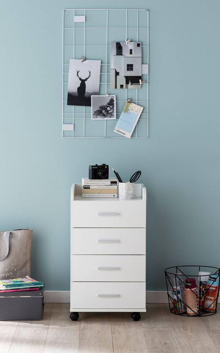 Rollcontainer weiß Spanplatte B/H/T: ca. 40x70,5x33 cm