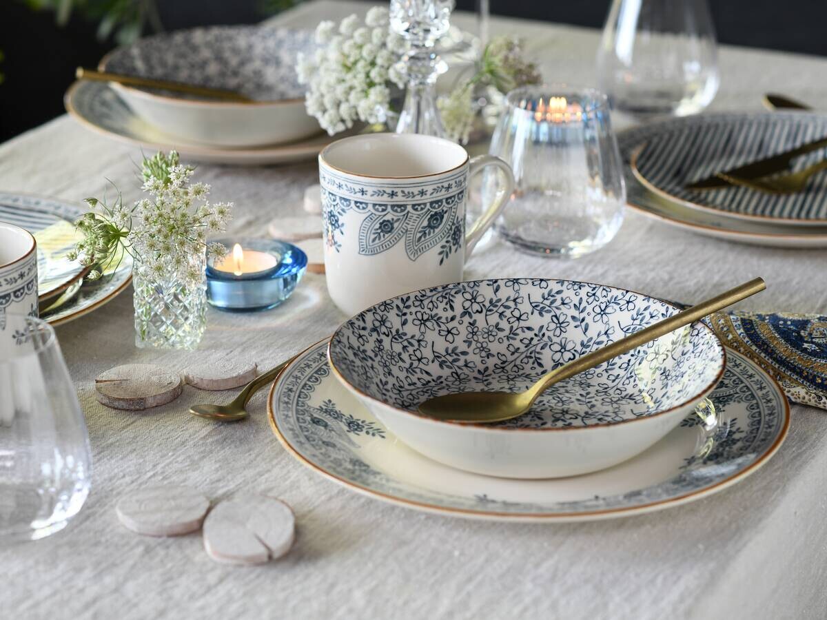 CreaTable Tafelservice Euböa blau Steingut 16 tlg.