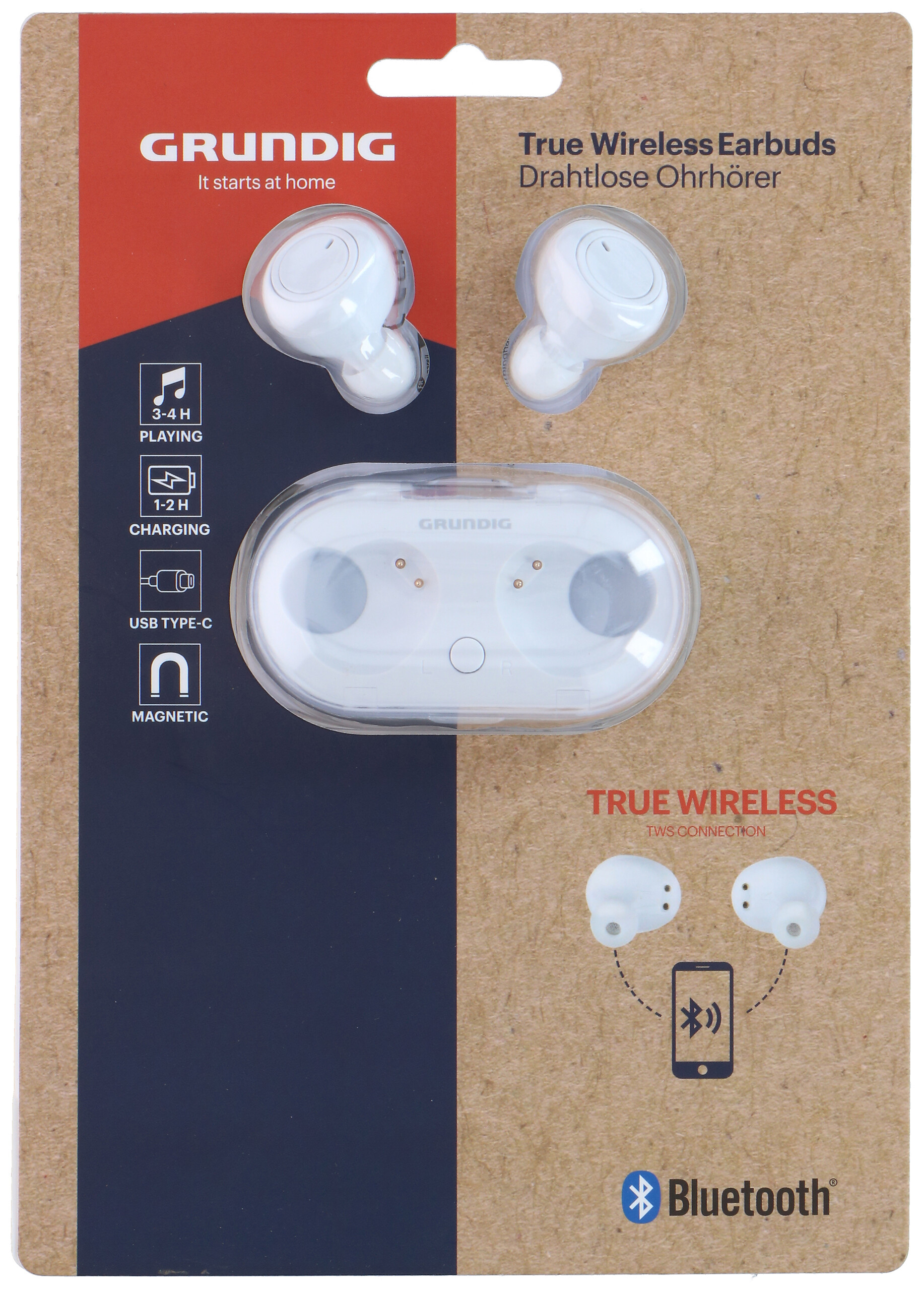 Grundig Bluetooth-Kopfhörer weiß schwarz B/H/L: ca. 3,5x7x2,8 cm