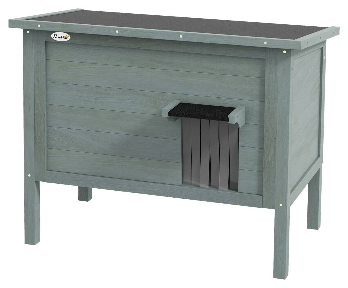 PawHut Katzenhütte dunkelgrau Holz B/H/L: ca. 50x68,5x85 cm