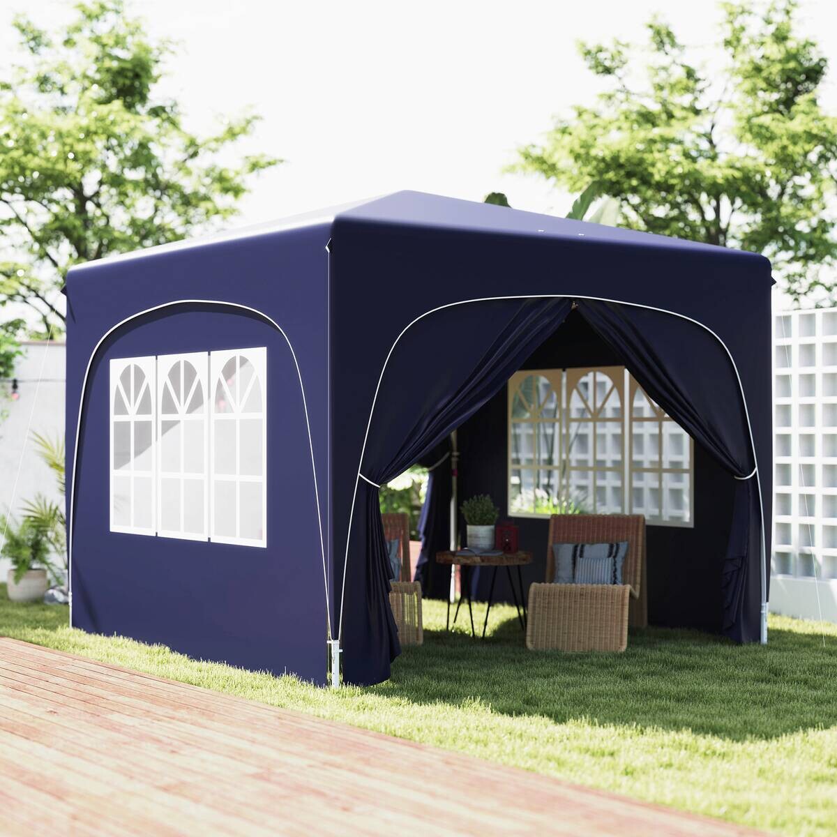 Outsunny Pavillon blau Polyester B/H/L: ca. 300x273x300 cm
