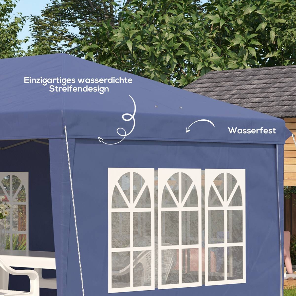 Outsunny Faltpavillon blau Polyester B/H/L: ca. 295x270x585 cm
