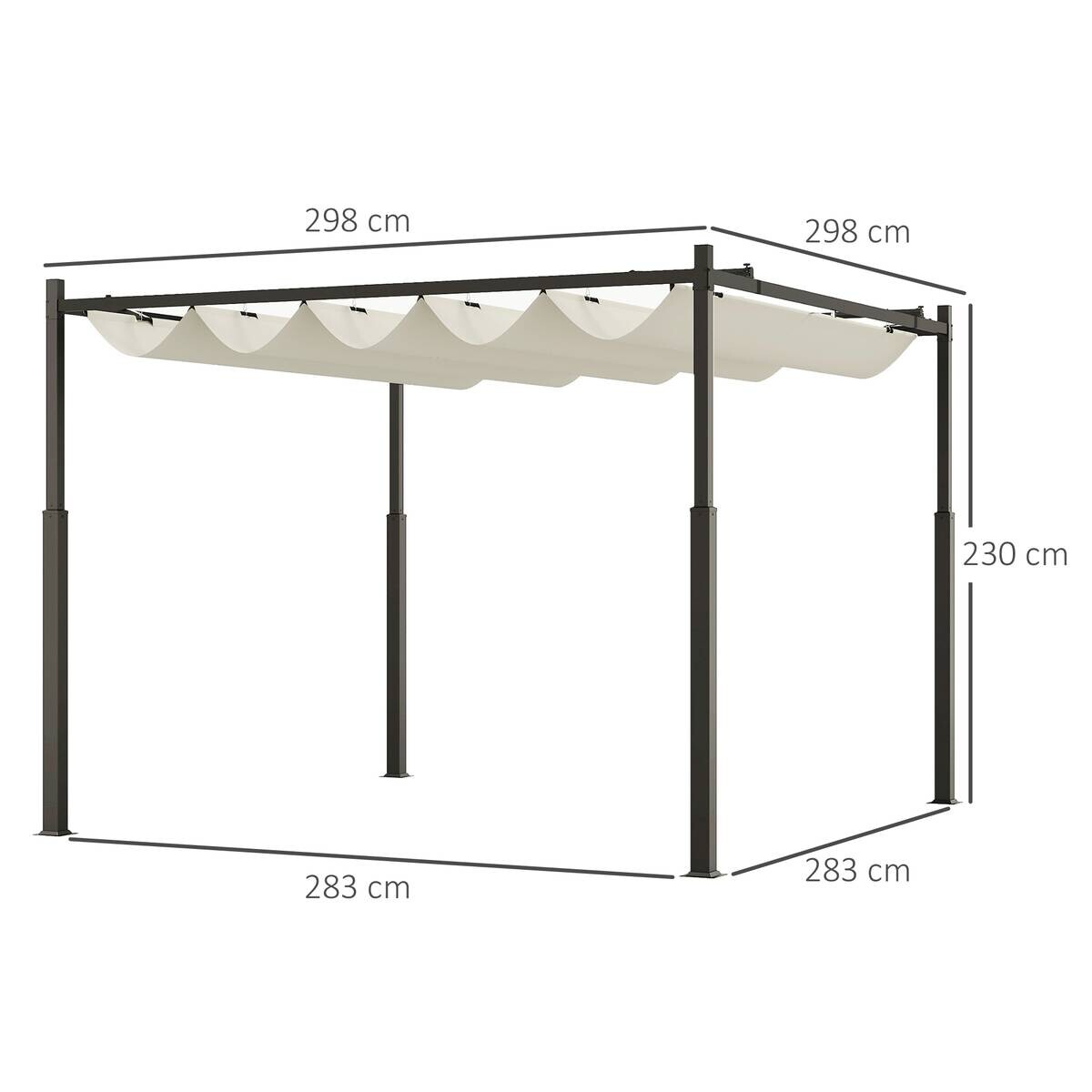 Outsunny Pergola cremeweiß Metall B/H/L: ca. 298x230x298 cm
