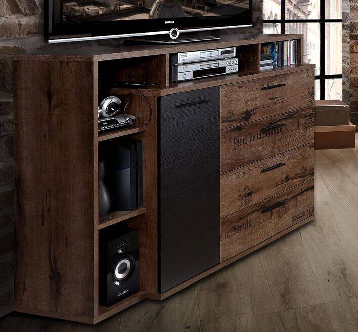 Sideboard schlamm schwarz Eiche Nachbildung B/H/T: ca. 153,1x98,5x41,3 cm