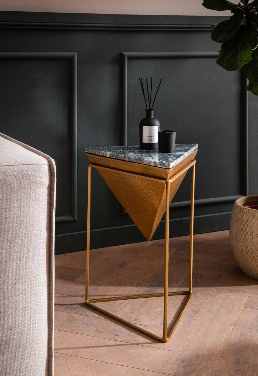 Beistelltisch schwarz gold Marmor Aluminium Eisen B/H/T: ca. 37x53x37 cm