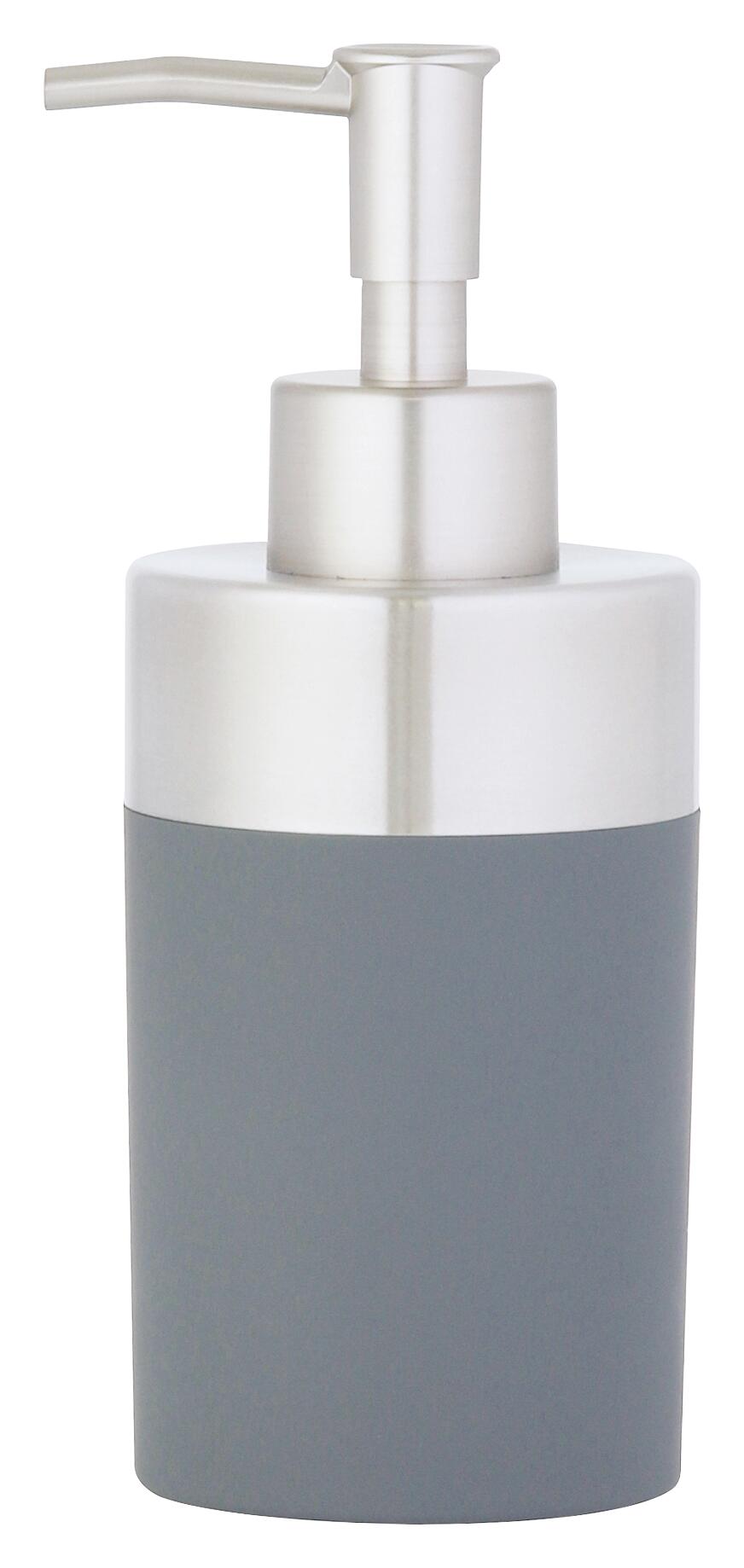 Axentia Seifenspender Lena silber anthrazit Edelstahl B/H/L/D: ca. 6,8x17,5x6,8x7 cm