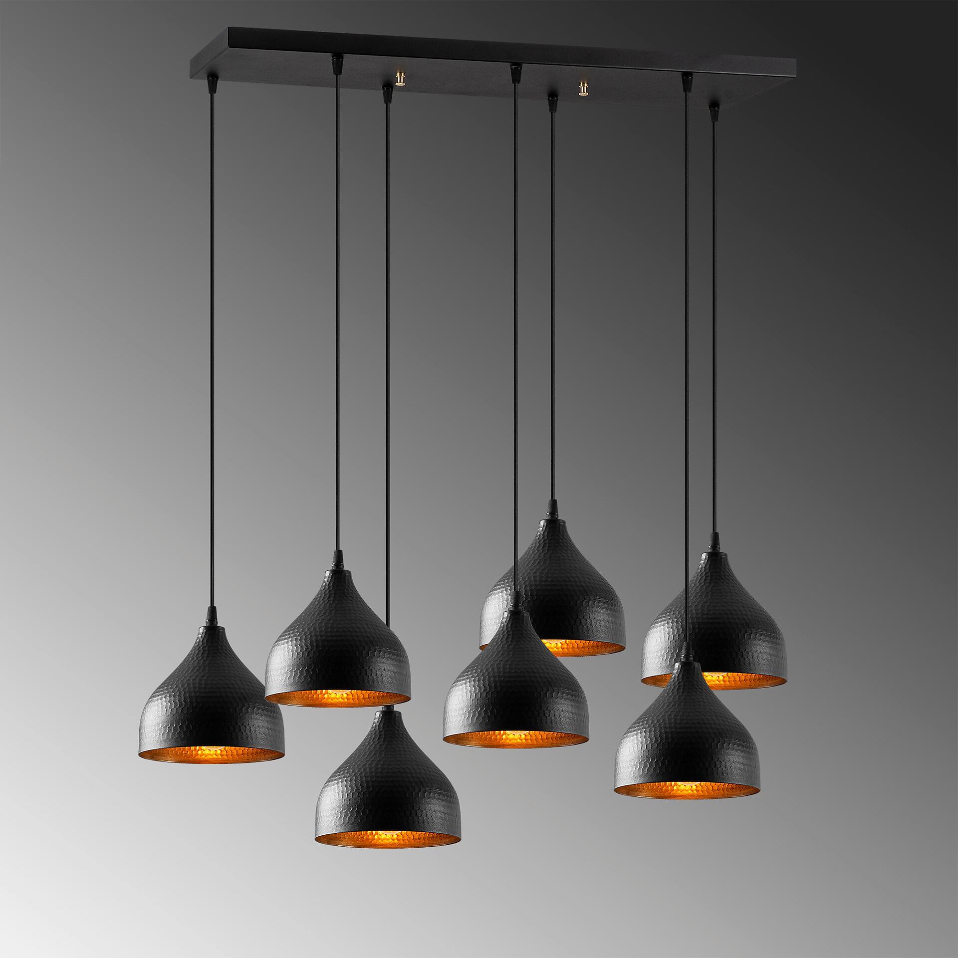 Opviq Pendelleuchte Tattoo-6221 schwarz B/H/T/L: ca. 88x114x40x88 cm E27 7 Brennstellen