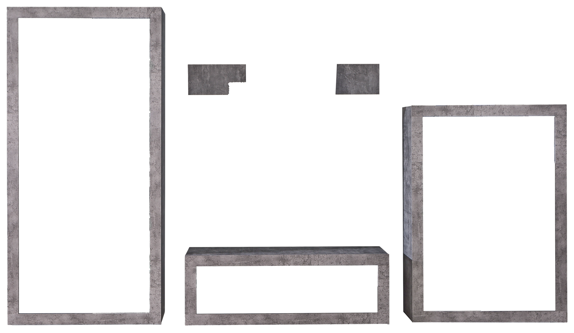 Wohnwand  Beton Optik weiß B/H/T: ca. 308x194x41 cm