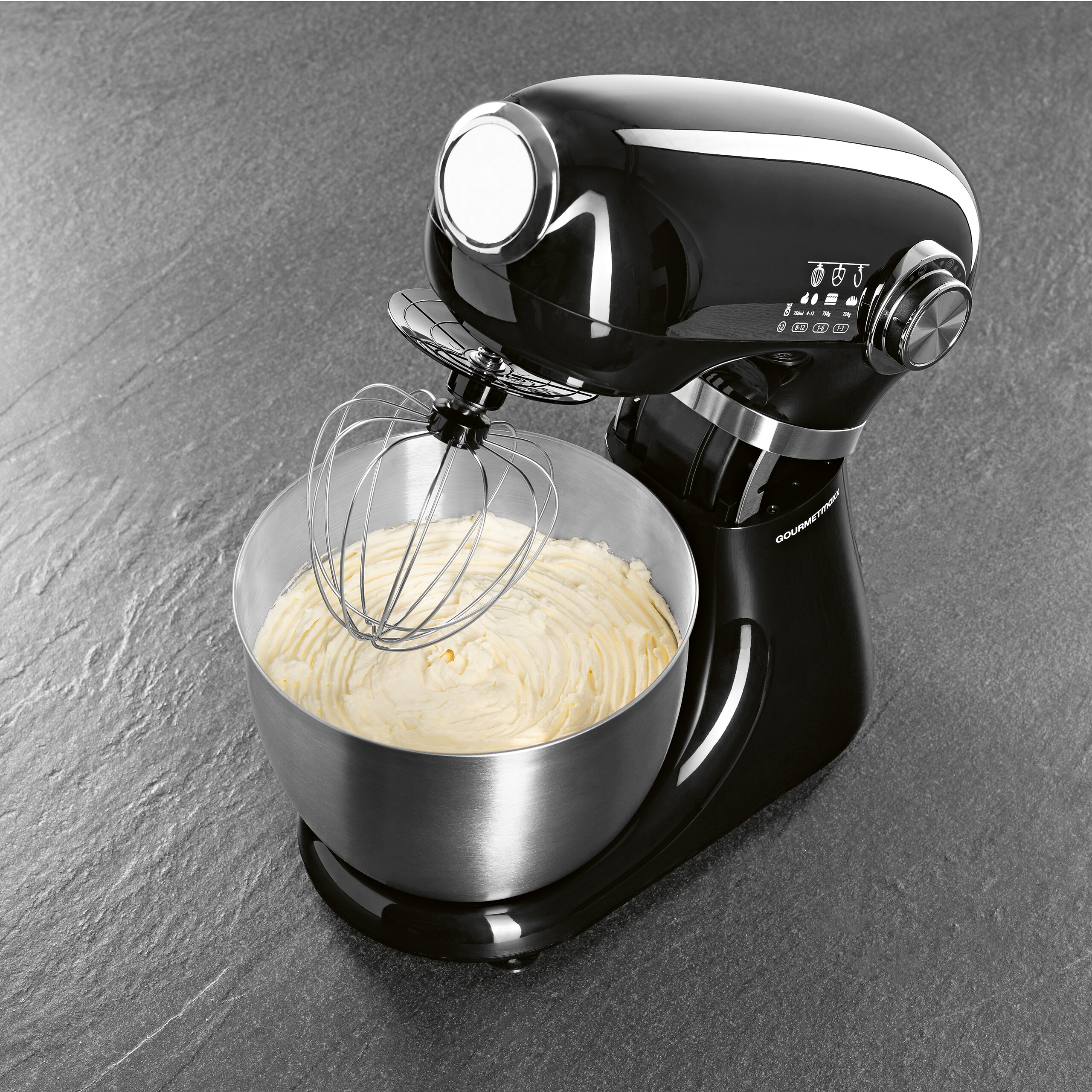 GOURMETmaxx Küchenmaschine schwarz Edelstahl B/H/L: ca. 26x38x41 cm