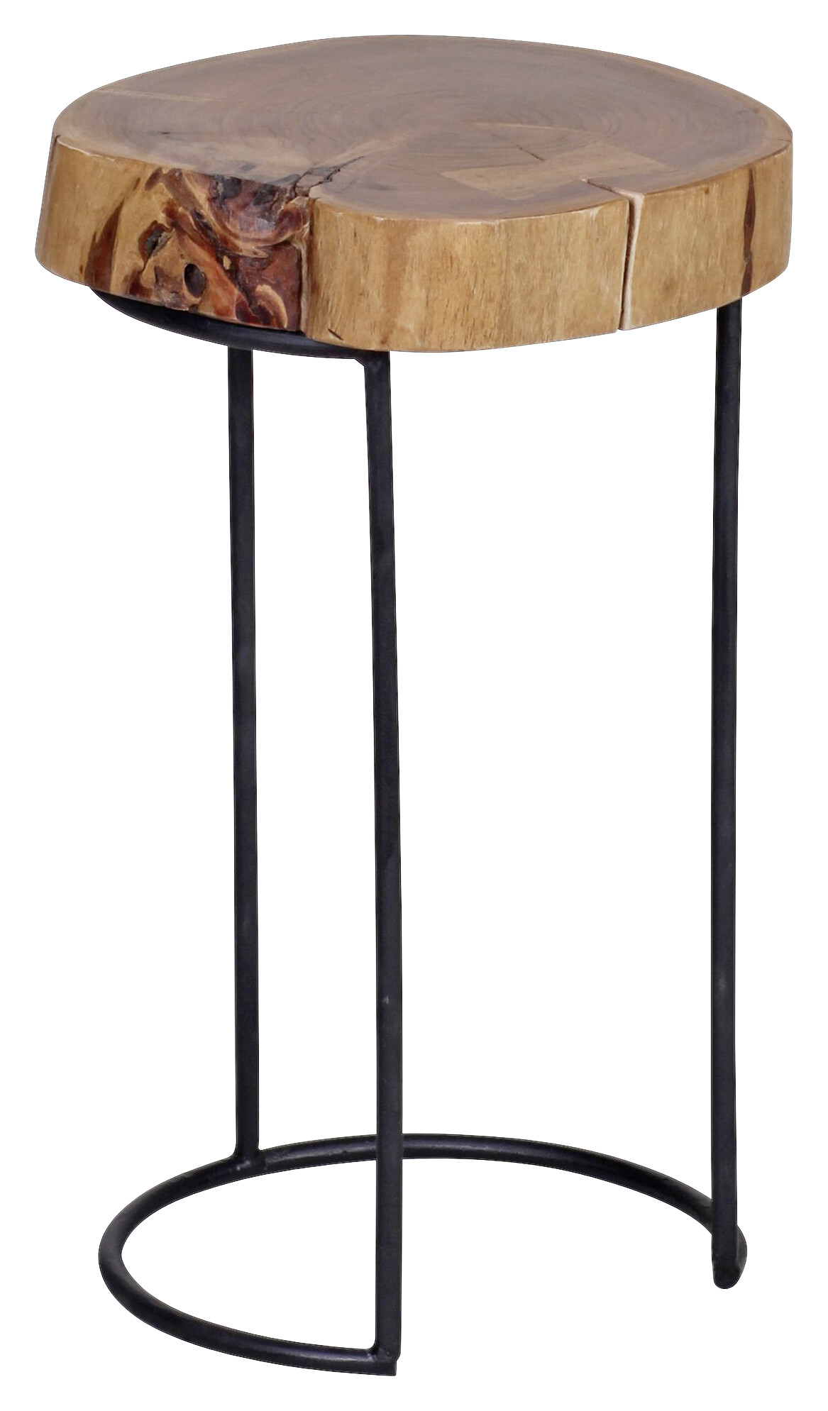 Beistelltisch natur schwarz Akazie Metall B/H/T: ca. 28x45x28 cm