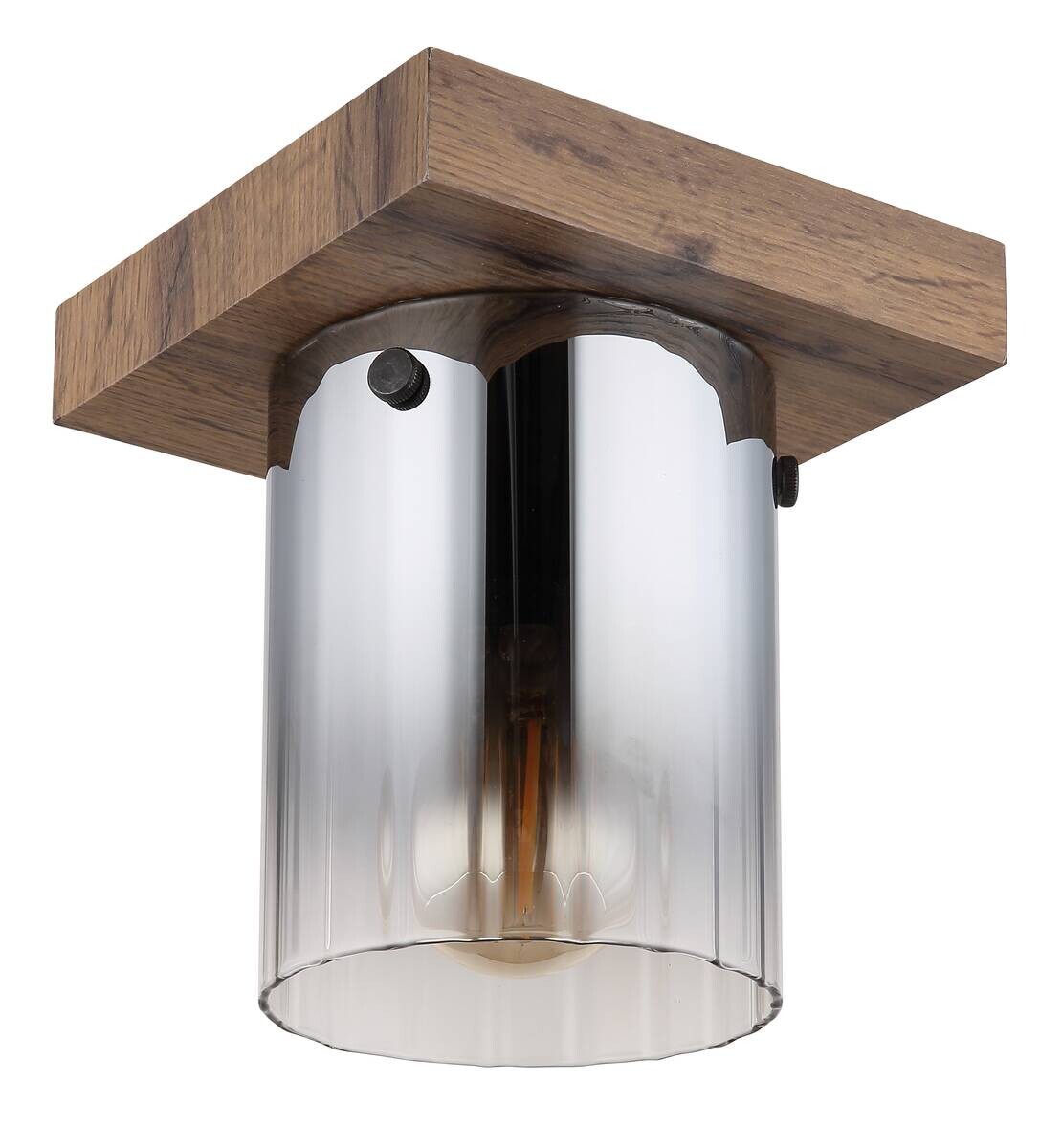 GLOBO Deckenleuchte dunkelbraun Rauch MDF Glas B/H/T: ca. 16x18x16 cm 1 Brennstellen