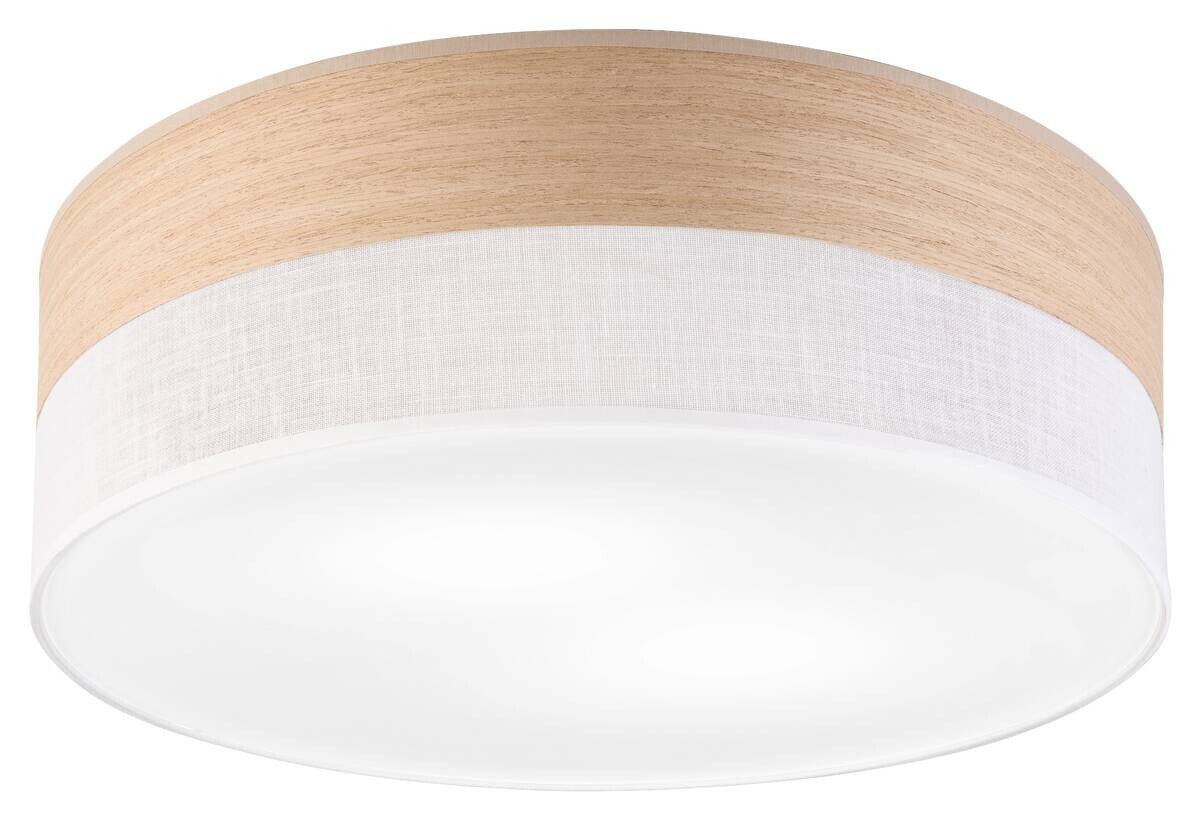 Lamkur Deckenleuchte Eiche weiß PVC Holz B/H/L: ca. 45x15x45 cm E27 2 Brennstellen