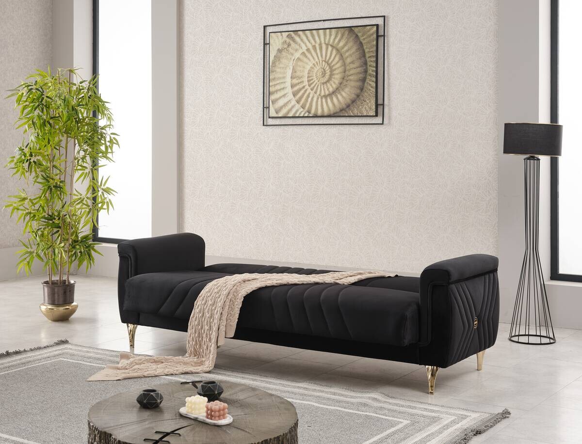 Schlafsofa Lozan schwarz Microfaser B/H/T: ca. 230x86x84 cm