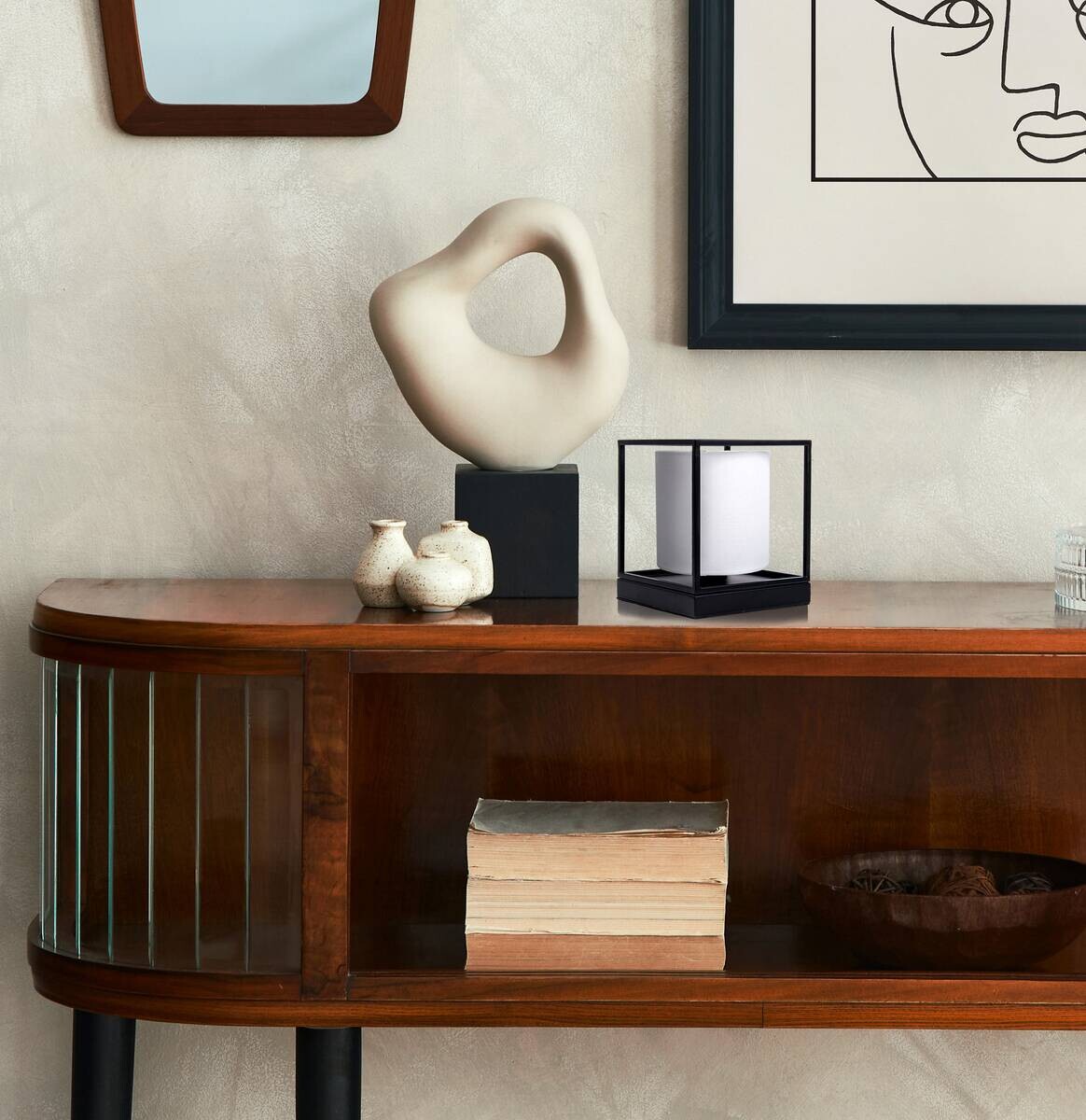 Näve Leuchten Tischleuchte 3190523 weiß Metall Textil B/H/T: ca. 15x17x15 cm E14 1 Brennstellen