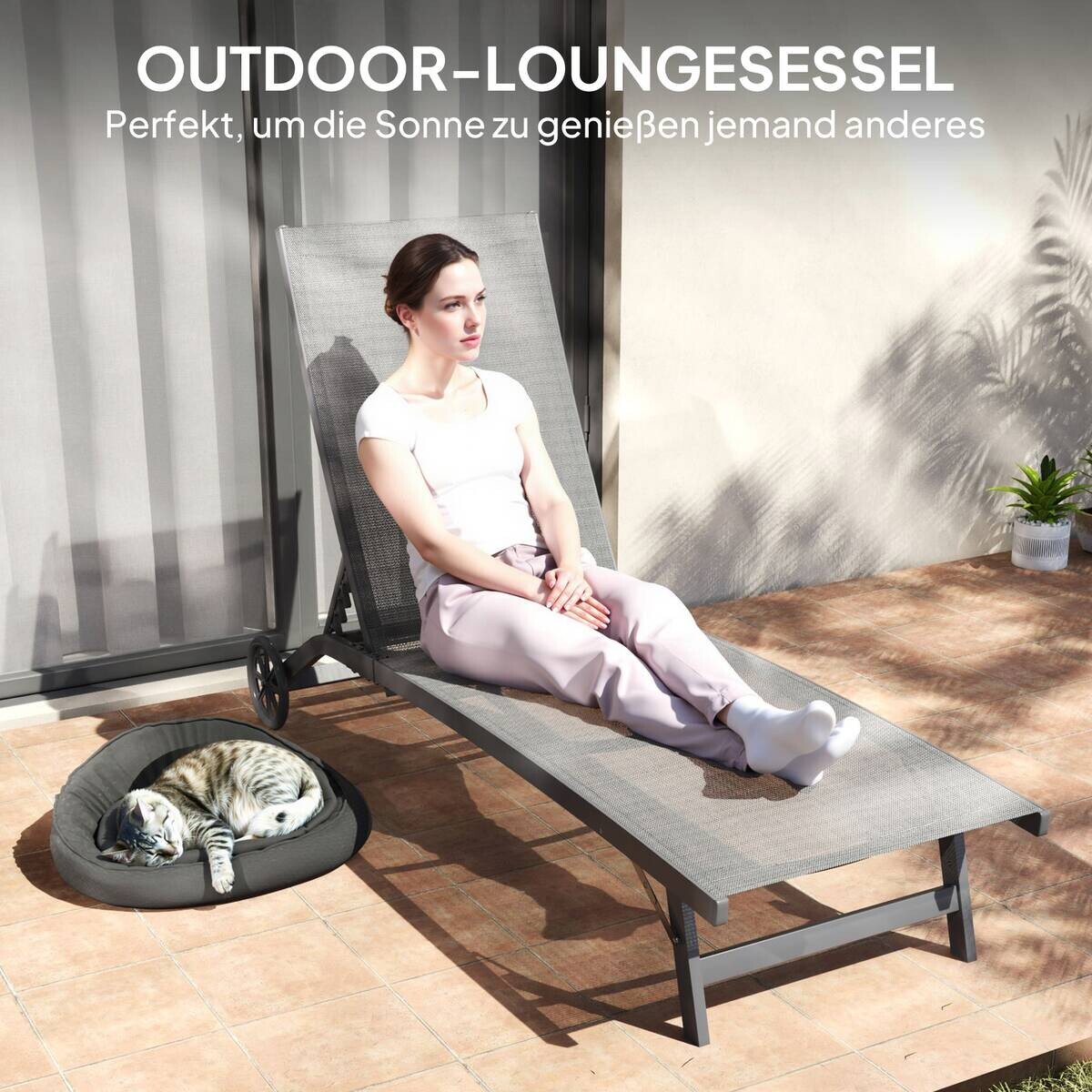 Outsunny Sonnenliege dunkelgrau Aluminium B/H/L: ca. 165x102x66 cm