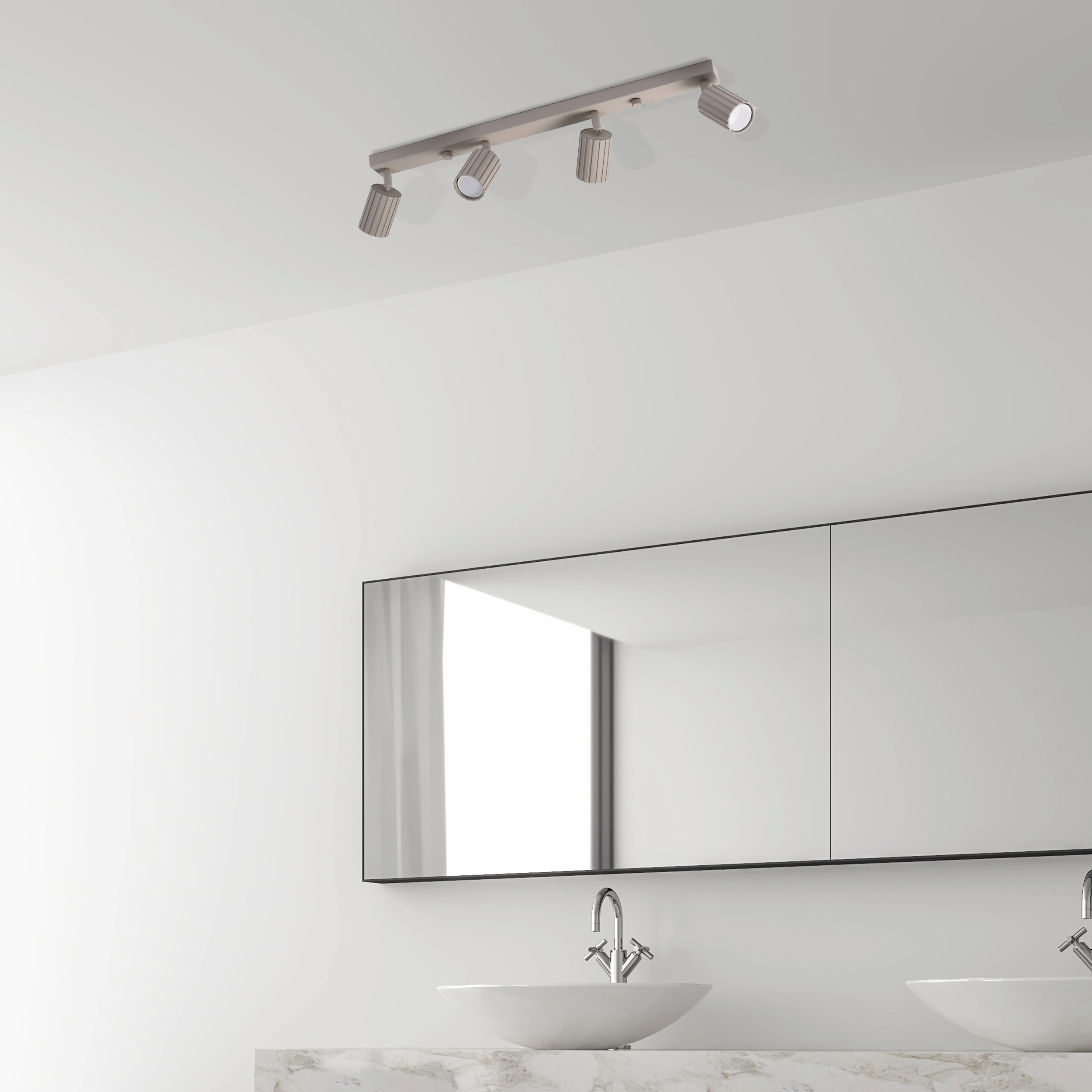 Lamkur Strahler Prisma beige Stahl B/H/L: ca. 6,5x16,5x81 cm 4 Brennstellen