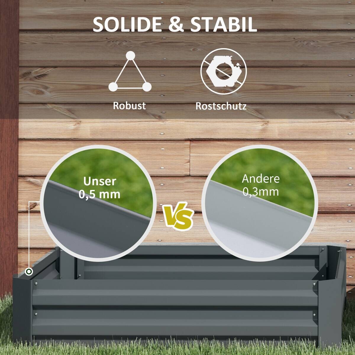 Outsunny Hochbeet 2er Set dunkelgrau Stahl B/H/L: ca. 100x30x100 cm