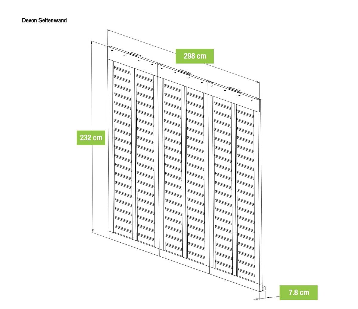 Westmann Seitenwand für Pavillon Devon natur Holz B/H/T: ca. 322,6x226,7x7,6 cm