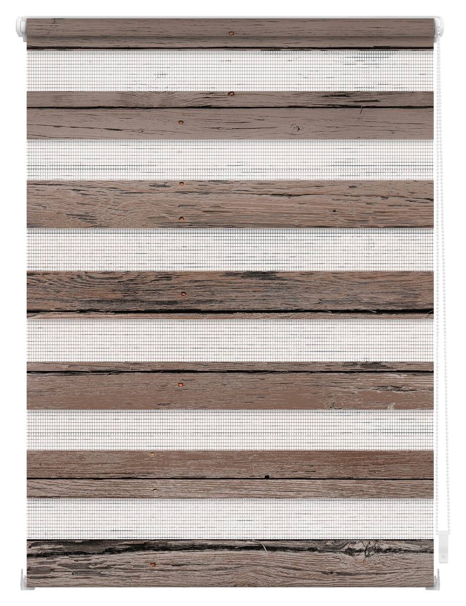 LICHTBLICK Doppelrollo Duo Bretter braun B/T: ca. 100x150 cm