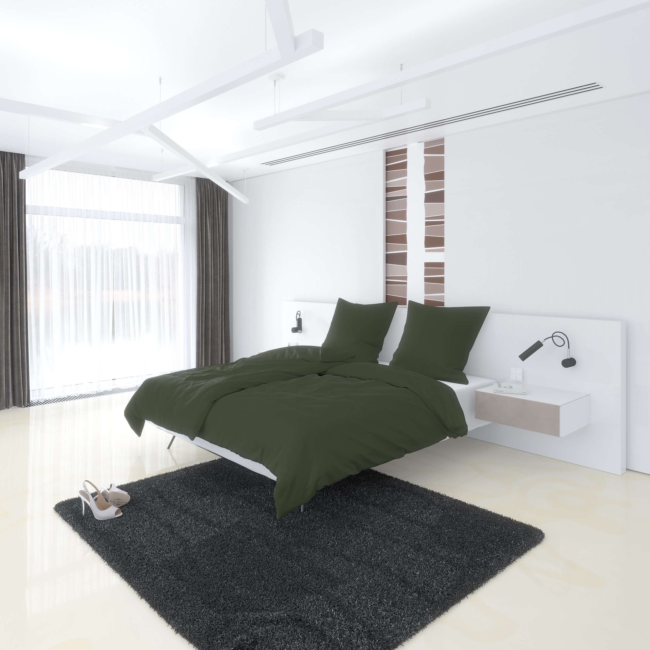 Baumwoll Bettwäsche Renforce dunkelgrün Baumwolle B/L: ca. 135x200 cm