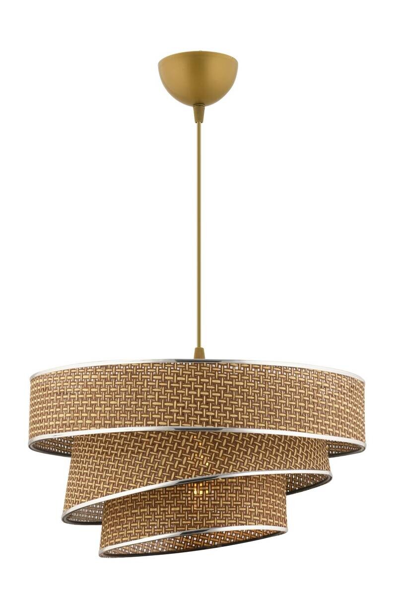 Opviq Pendelleuchte Couper silber beige Baumwolle Metall B/H/L: ca. 40x72x40 cm E27 1 Brennstellen