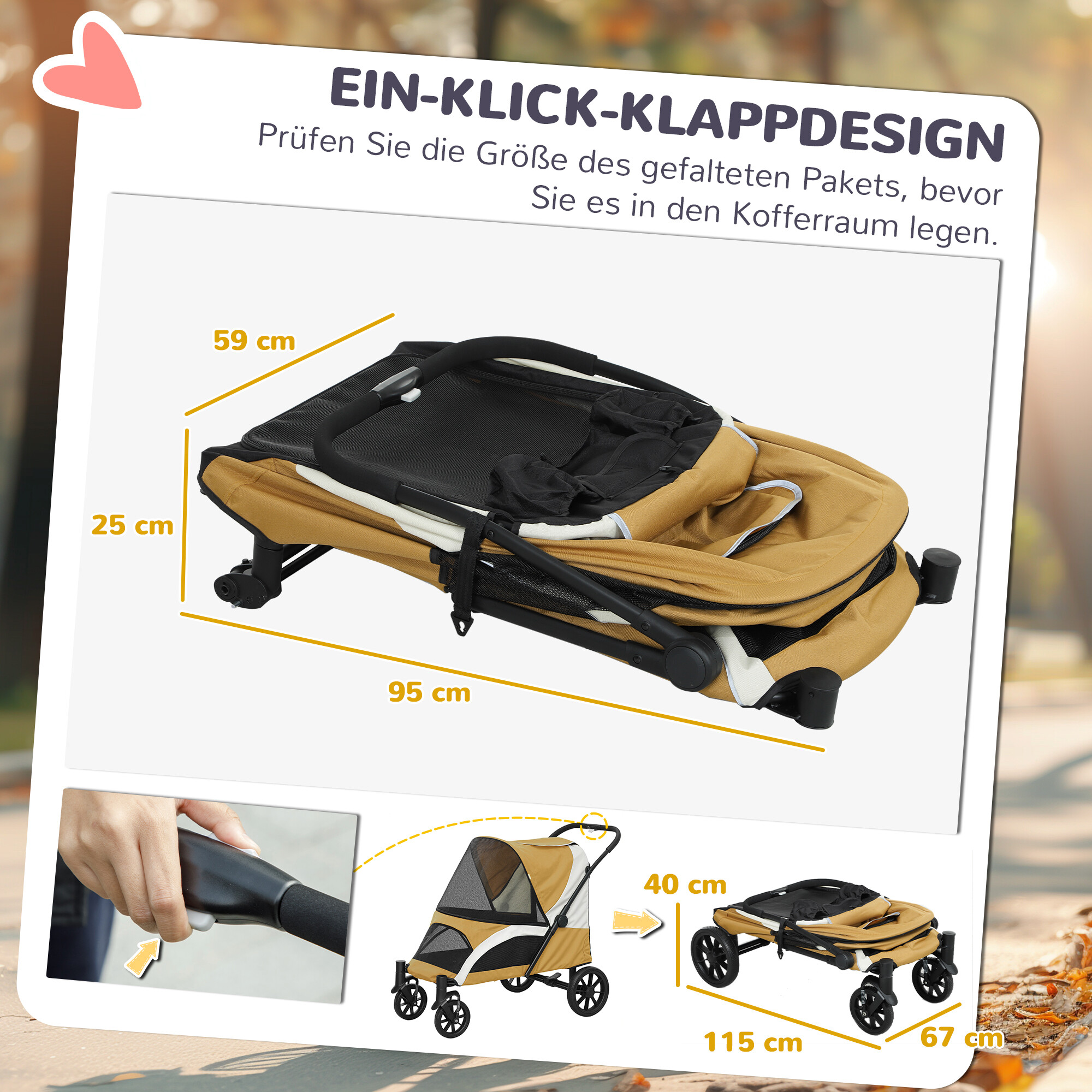 PawHut Hundewagen braun Stahl B/H/L: ca. 67x100x124 cm