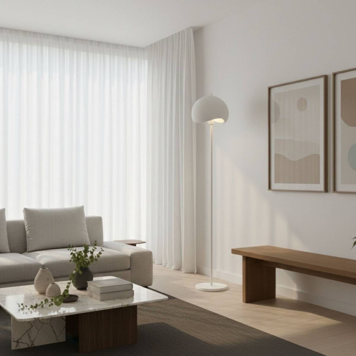 Opviq Stehleuchte Yontu-15854 weiß Metall Polyester-Mischgewebe B/H/L: ca. 29x170x34 cm E27 1 Brennstellen