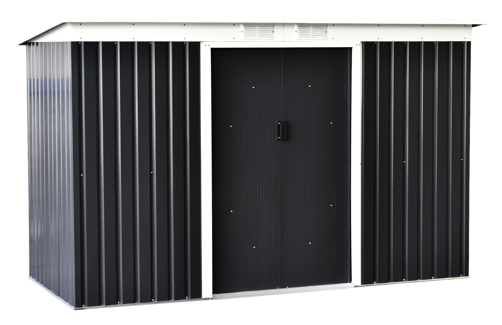 Outsunny Gartenschrank dunkelgrau Stahl B/H/L: ca. 130x173x277 cm