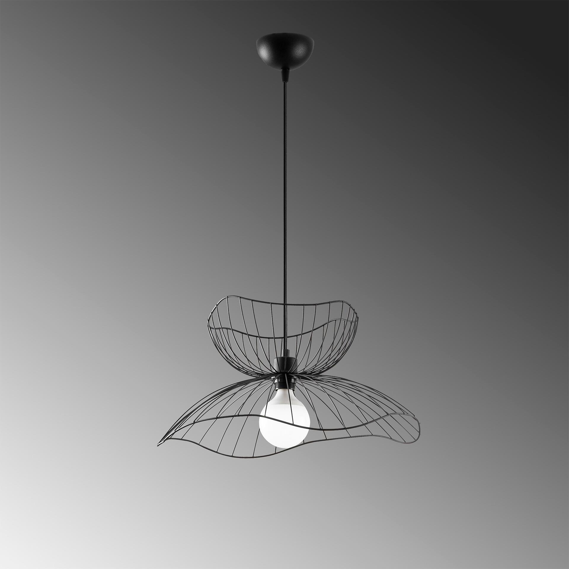 Opviq Pendelleuchte Farac-6390 schwarz B/H/T/L/D: ca. 50x121x50x50x50 cm E27 1 Brennstellen