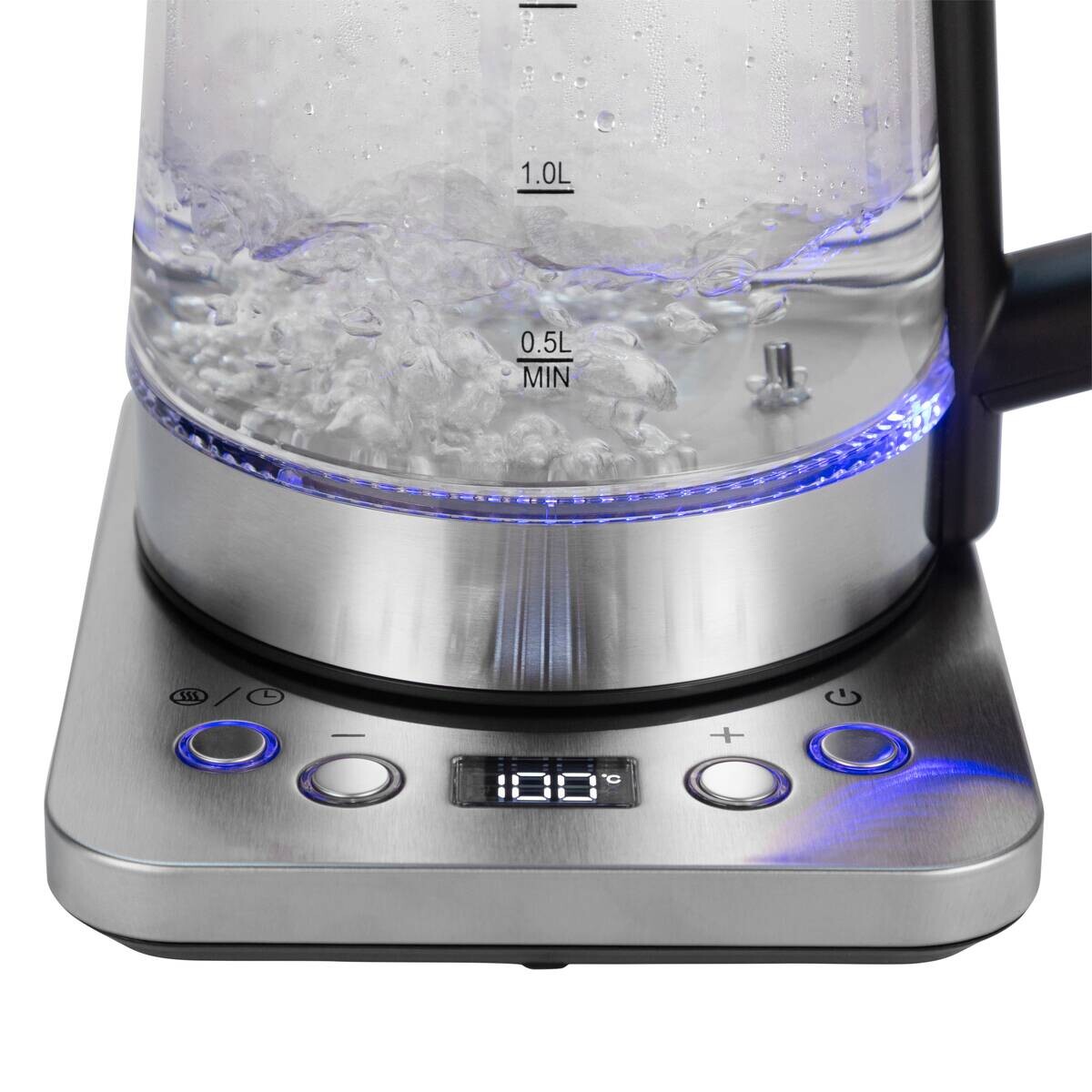 POCOline Wasserkocher silber Edelstahl Glas Kunststoff B/H/L: ca. 22,1x24,2x23,1 cm ca. 1,7 l