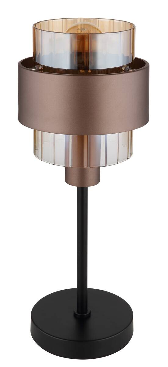 GLOBO Tischleuchte schwarz amber Glas Metall H/D: ca. 47x18,5 cm E27 1 Brennstellen
