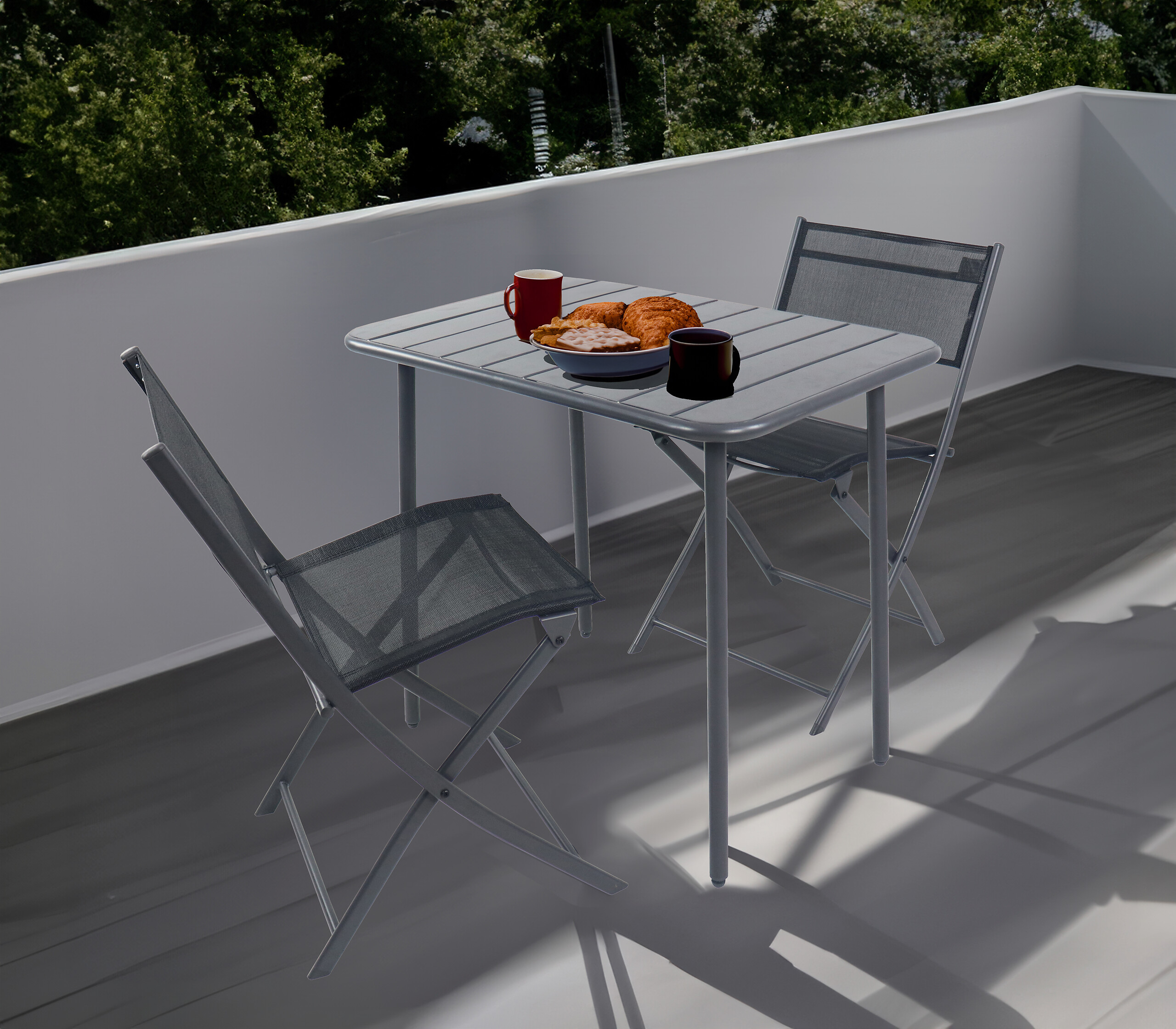 VCM Gartensitzgruppe Sumila schwarz Stahl B/H/L: ca. 80x72x55 cm