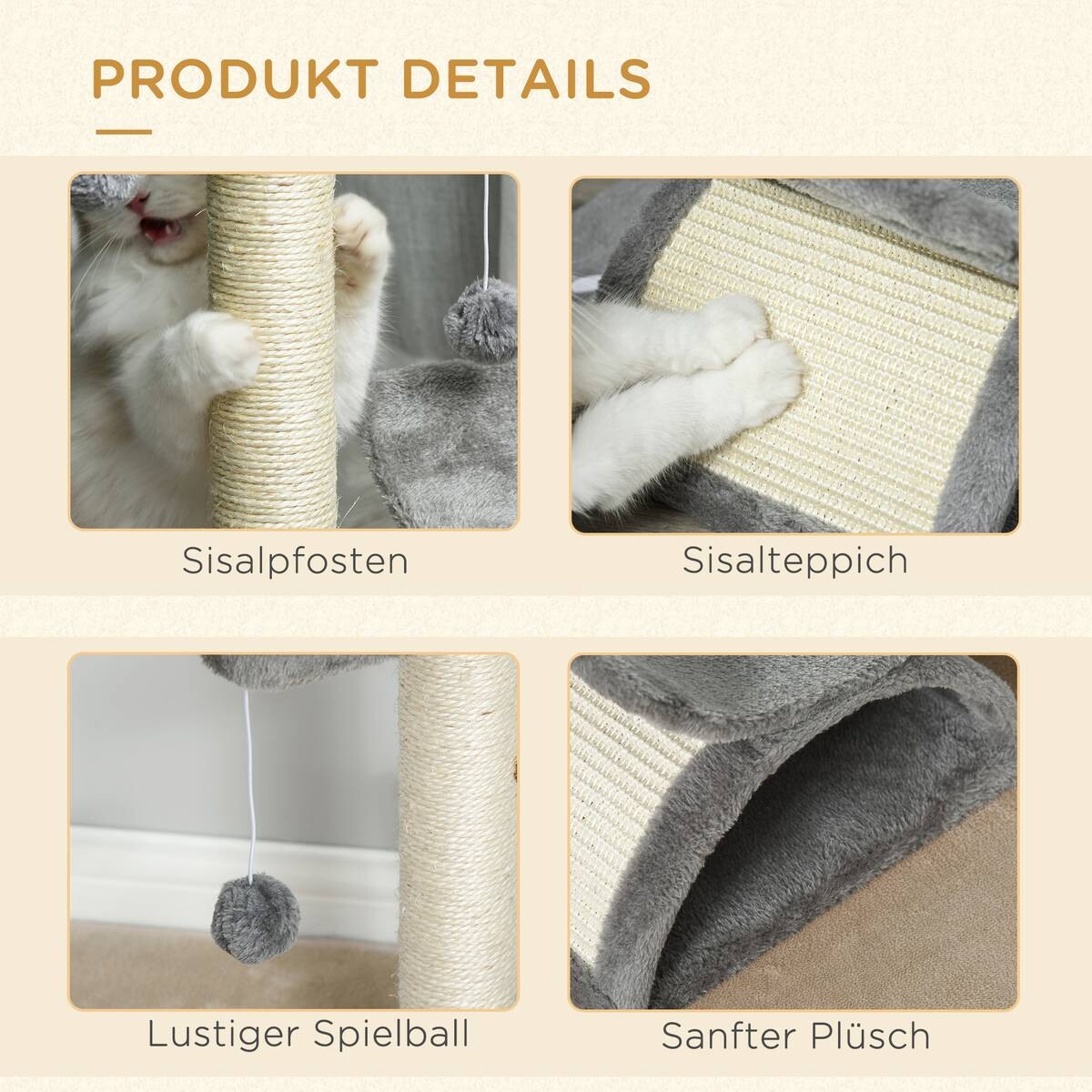 PawHut Katzenkratzbaum hellgrau Spanplatte B/H/L: ca. 30x43x40 cm