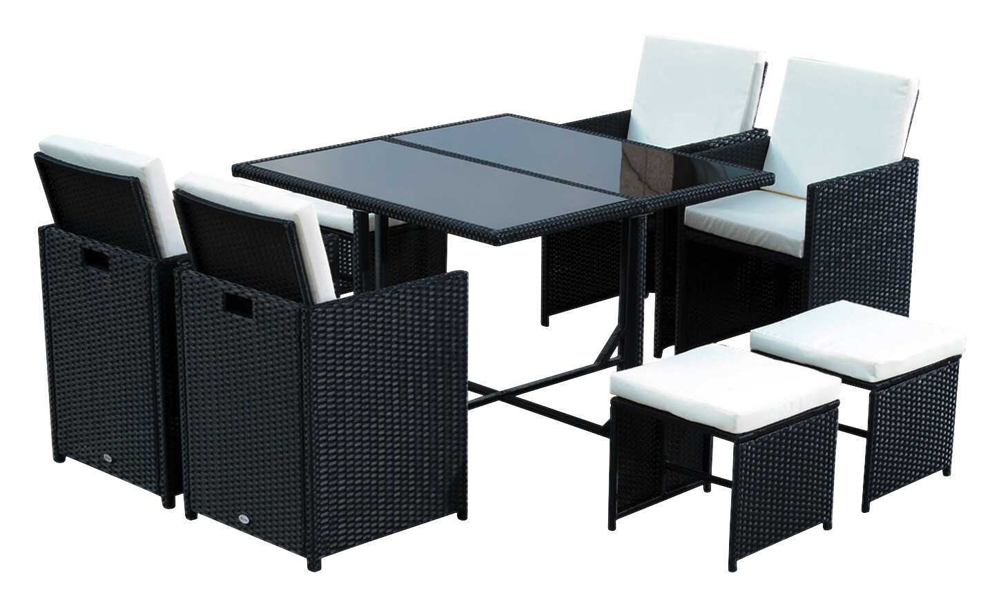 Outsunny Sitzgruppe schwarz Polyrattan