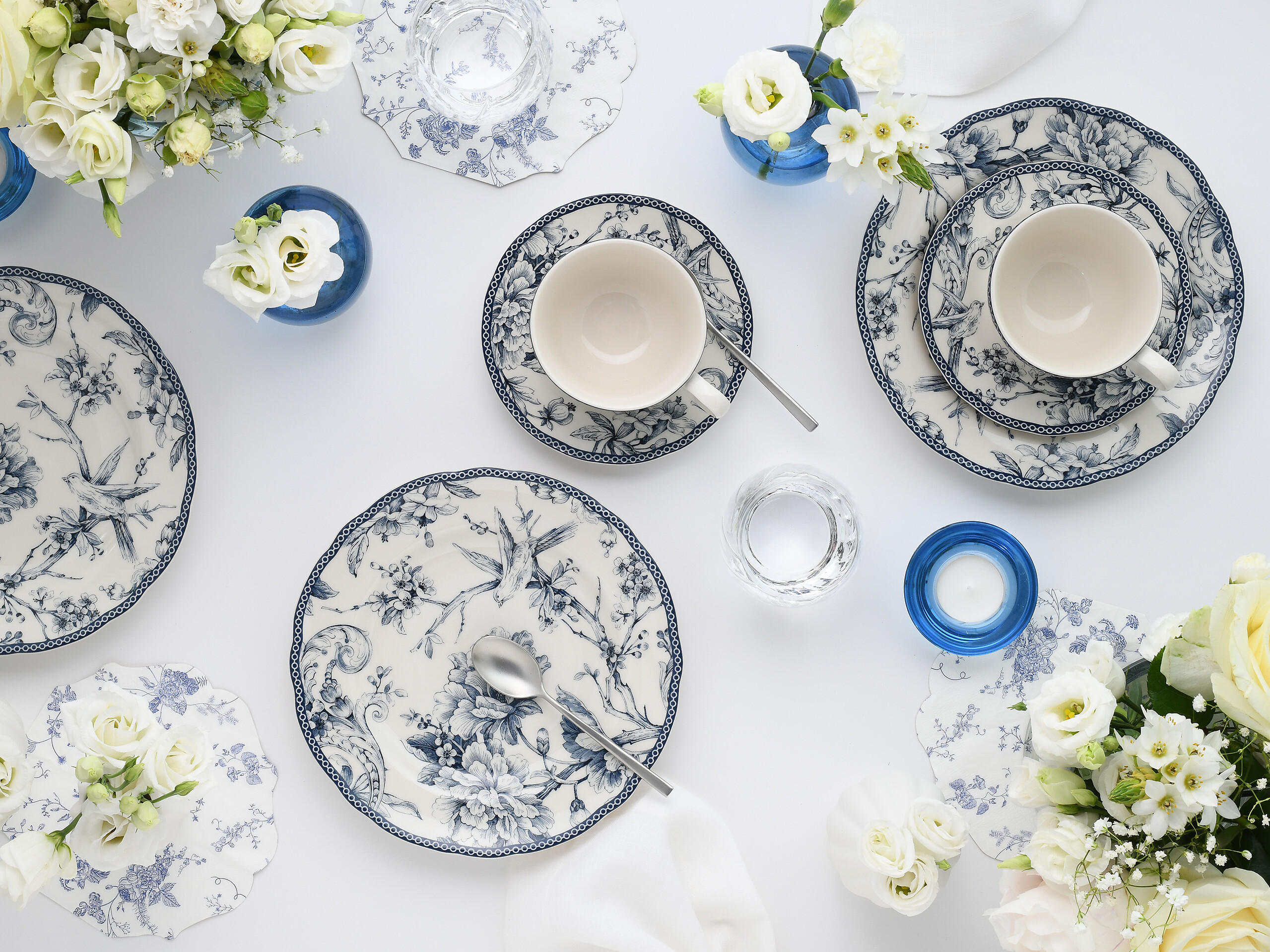 CreaTable Kaffeeservice Adelaide Blau blau Porzellan 12 tlg.