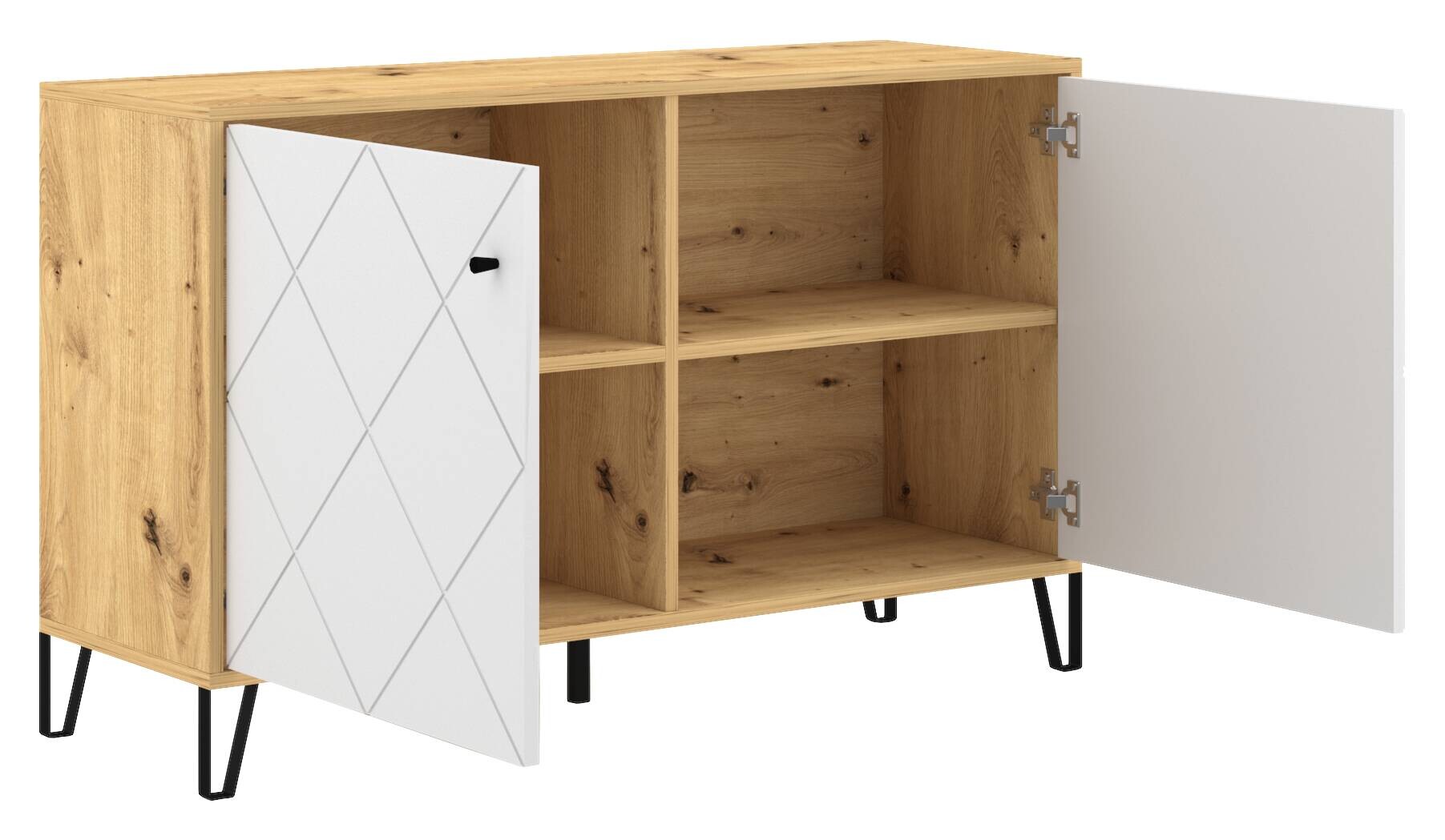 Kommode BILBAO Eiche Artisan Nachbildung weiß matt B/H/T: ca. 123,4x75,2x40 cm