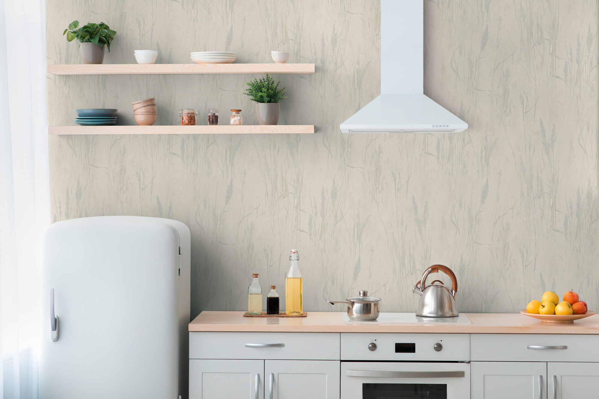 A.S.Creation Vliestapete blau creme grün B/H/D: ca. 53x1005x8,5 cm