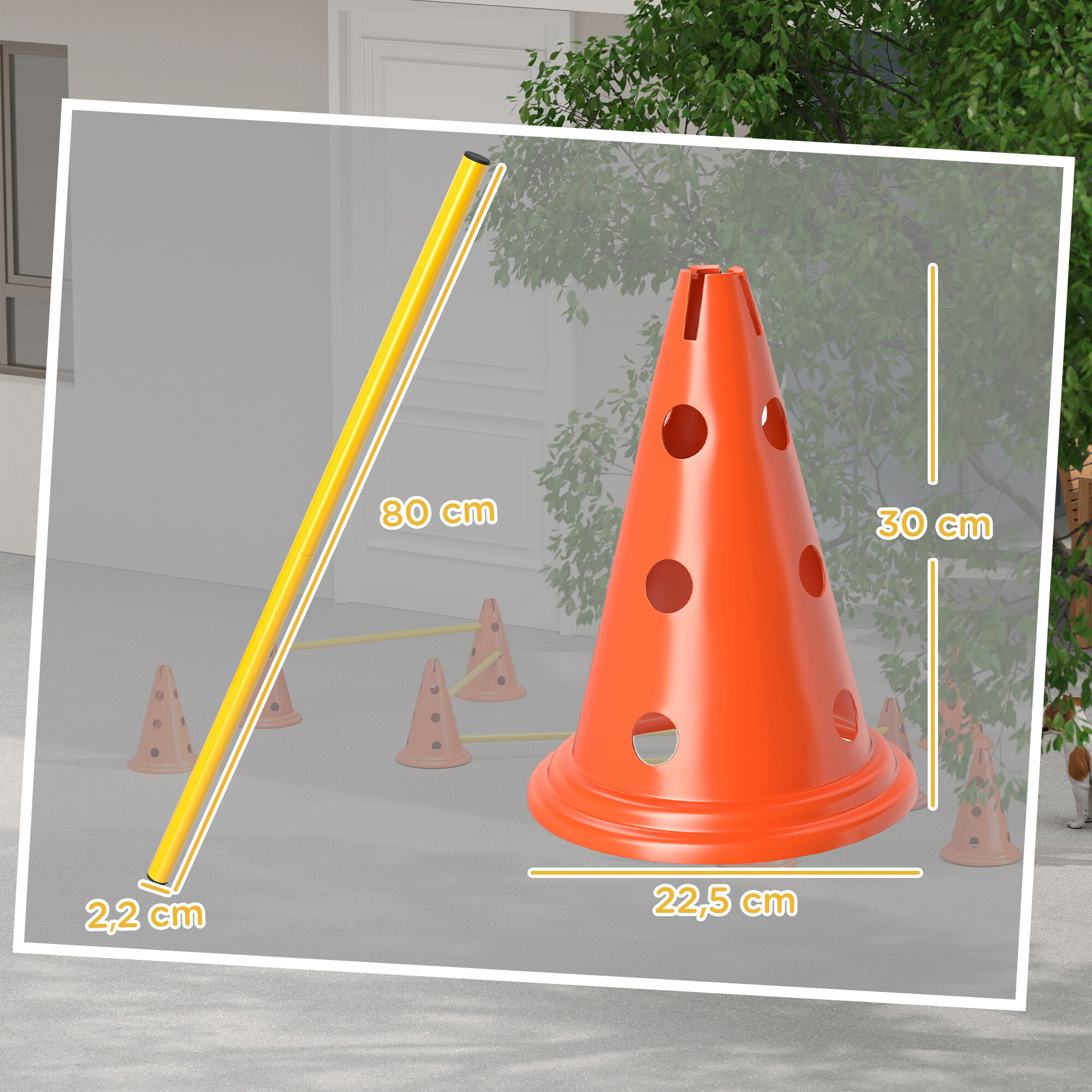 PawHut Hund Agility Set orange Kunststoff B/H/L: ca. 22,5x30x80 cm