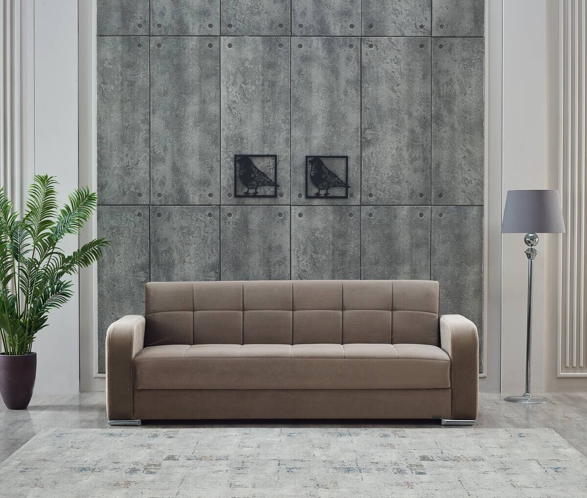 Sofa Orlando graubraun Microfaser B/H/T: ca. 220x85x83 cm