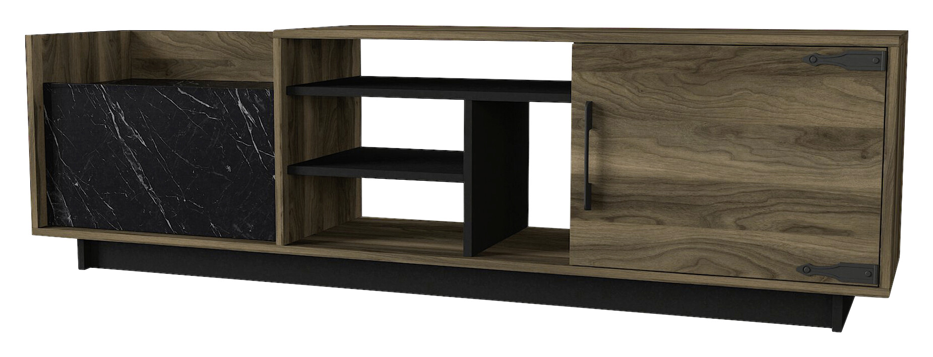 Wohnwand Siento walnuss Nachbildung Marmoroptik B/H/T: ca. 180x55x35 cm