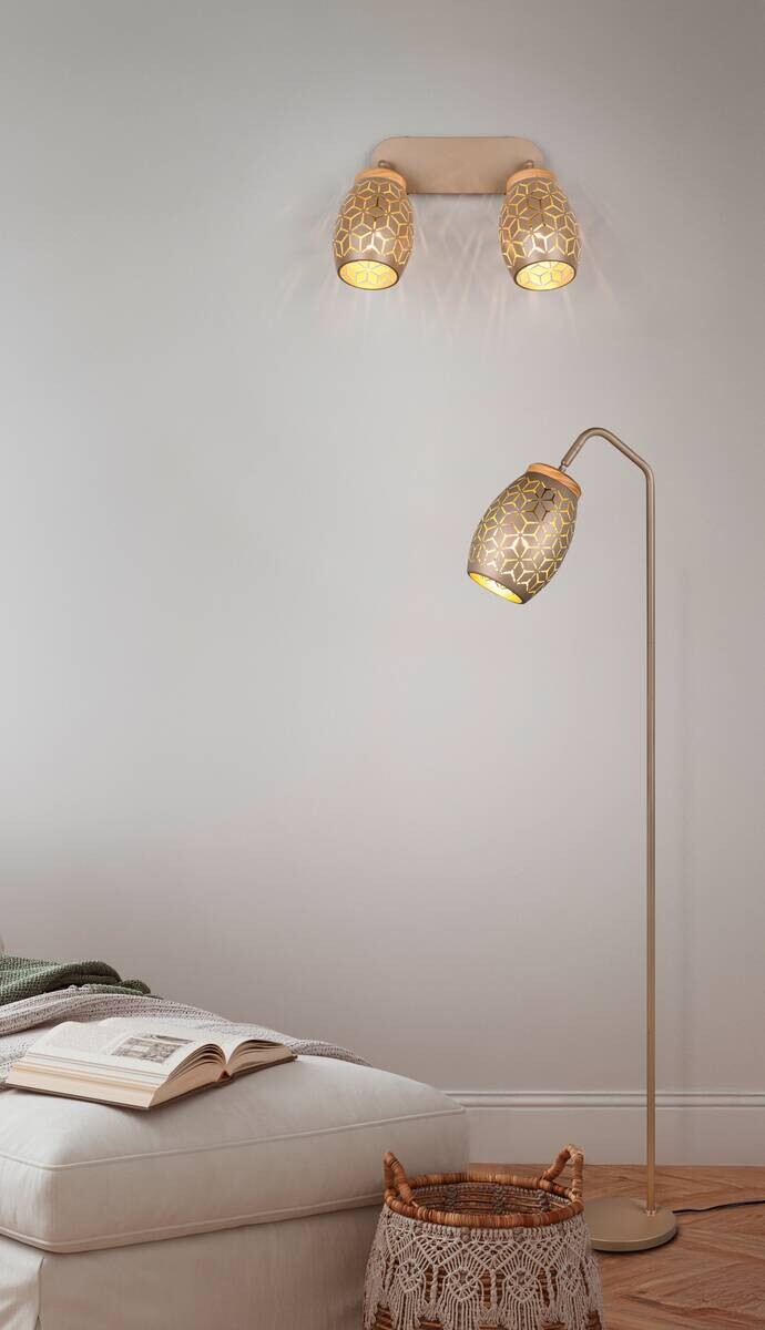 Reality Leuchten Spots Bidar kaffee gold Metall B/H/L: ca. 28x27x12 cm E14 2 Brennstellen