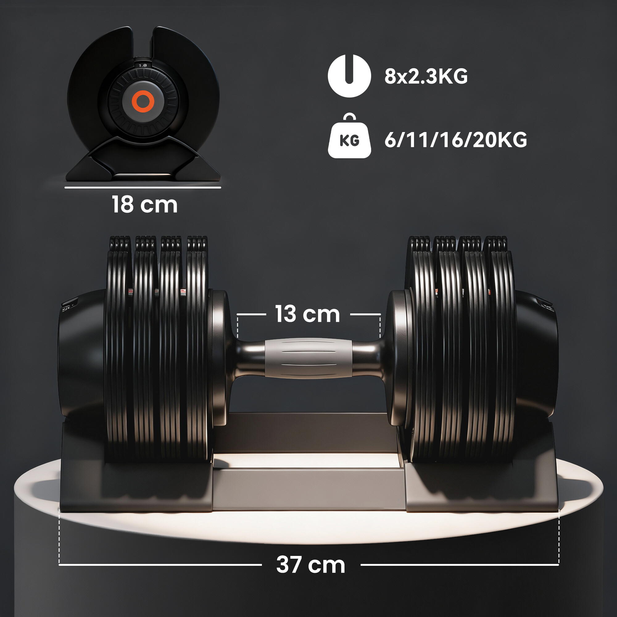 SPORTNOW Hanteln schwarz Kunststoff B/H/L: ca. 18x18x37 cm