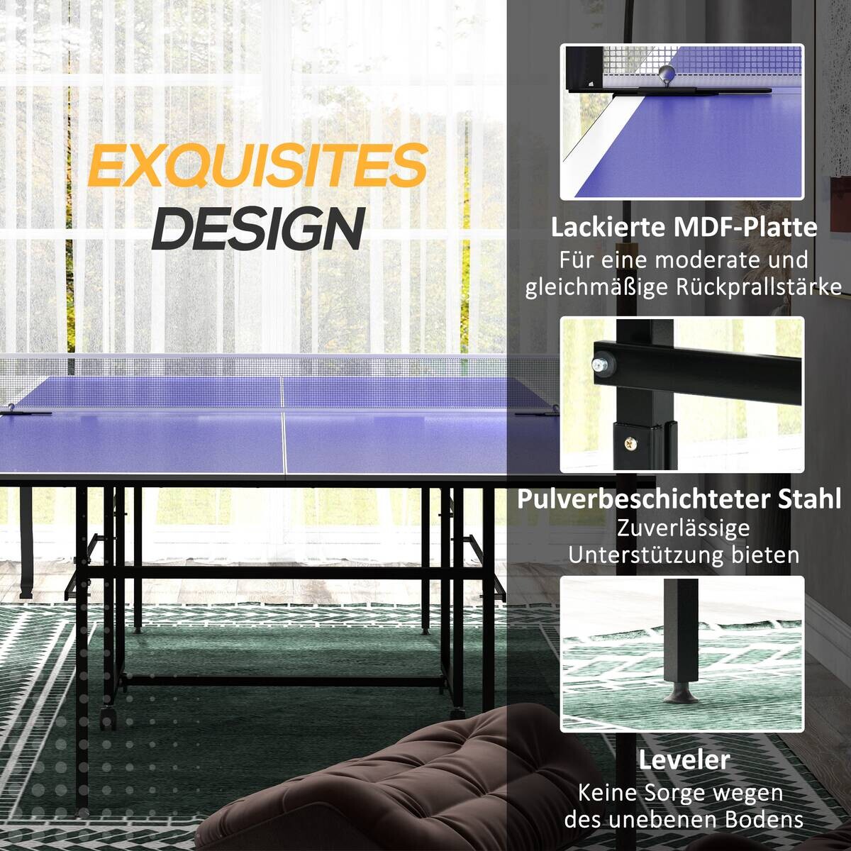 SPORTNOW Tischtennisplatte blau B/H/L: ca. 152,5x274x75,5 cm