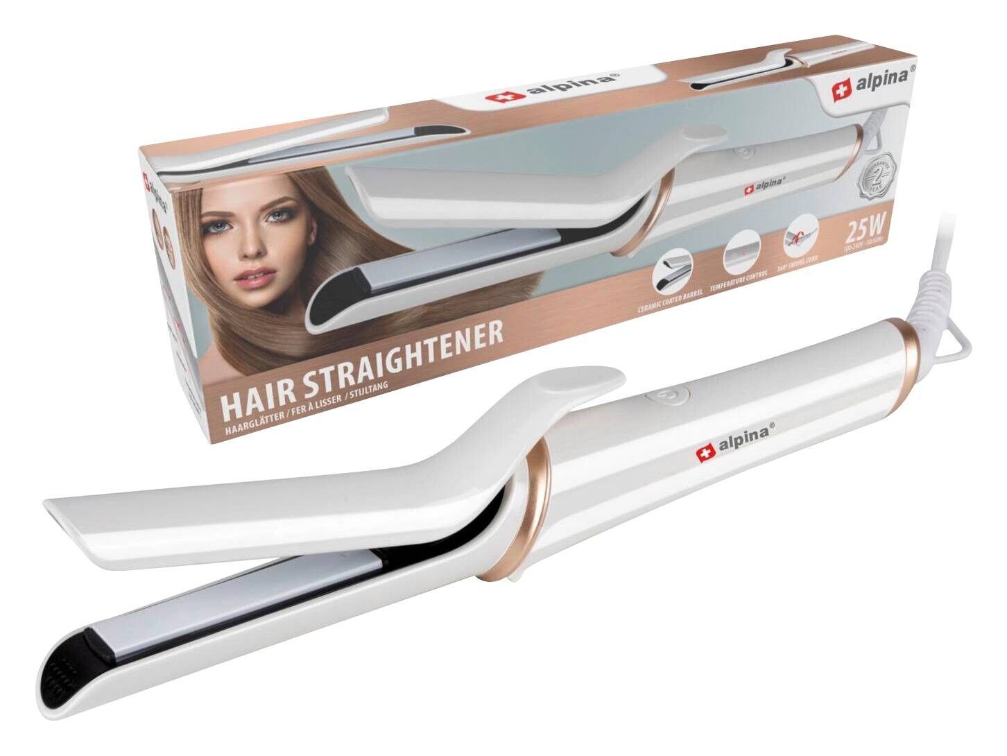 Glätteisen gold weiß Keramik Kunststoff B/H/L: ca. 4,5x8,5x30 cm Glätteisen gold weiß Keramik Kunststoff B/H/L: ca. 4,5x8,5x30 cm