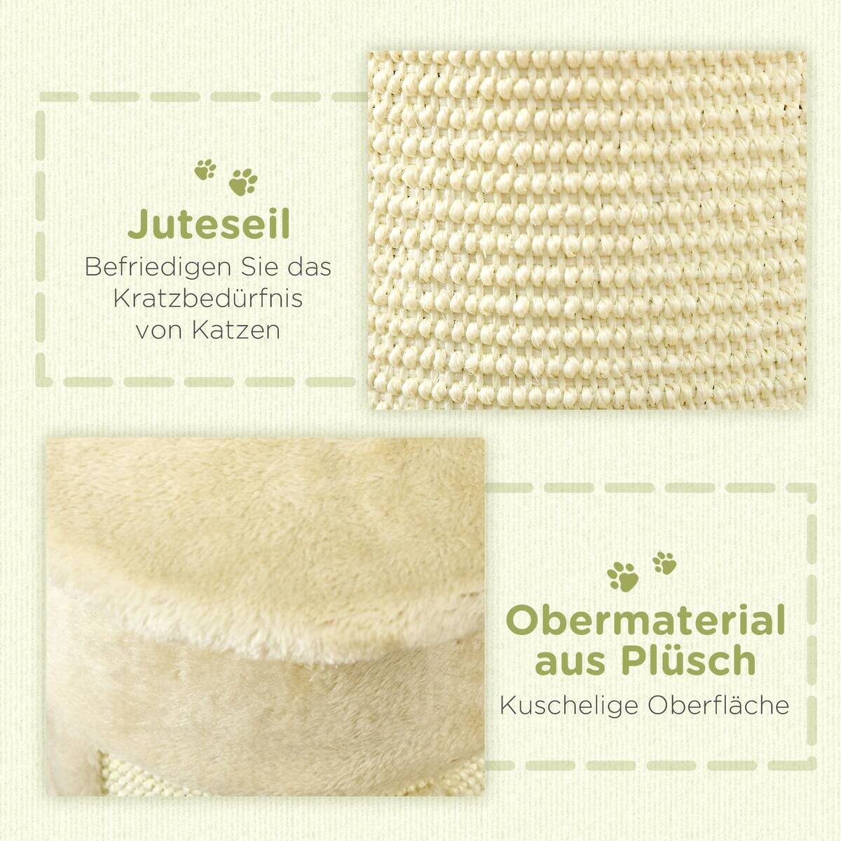 PawHut Kratzbaum cremeweiß Sisal B/H/L: ca. 25,5x58x34 cm